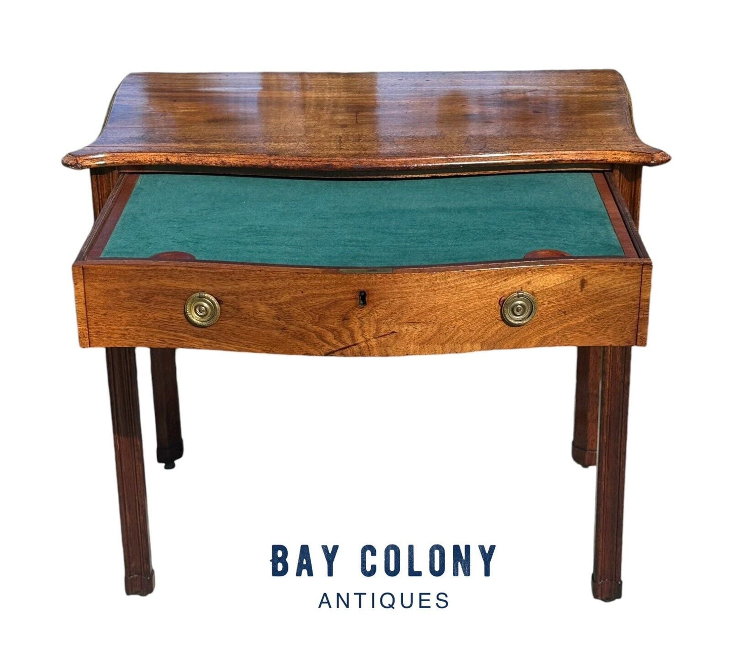 Late 19th Century Antique George Iii Style Mahogany Serpentine Architect's Table - Bay Colony Antiques Antiques:Furniture:Tables