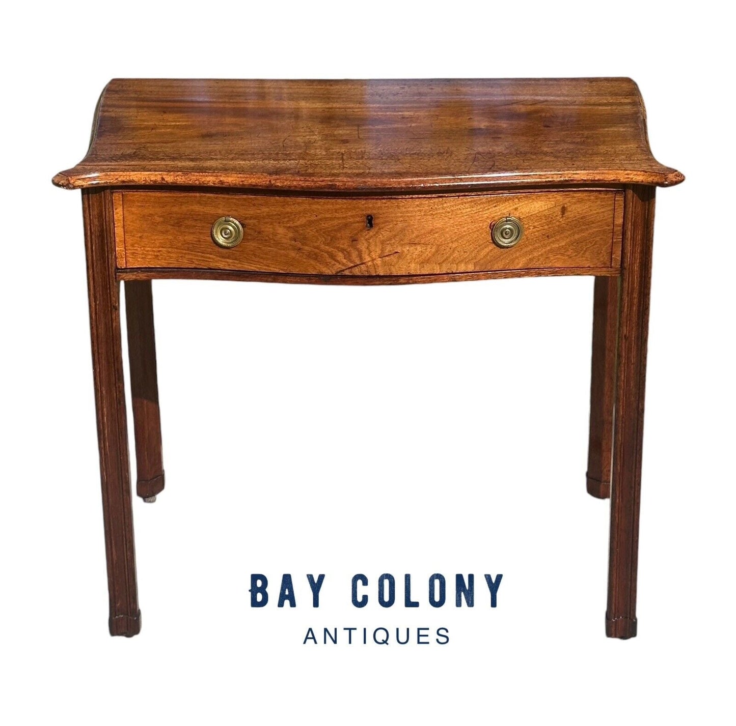 Late 19th Century Antique George Iii Style Mahogany Serpentine Architect's Table - Bay Colony Antiques Antiques:Furniture:Tables