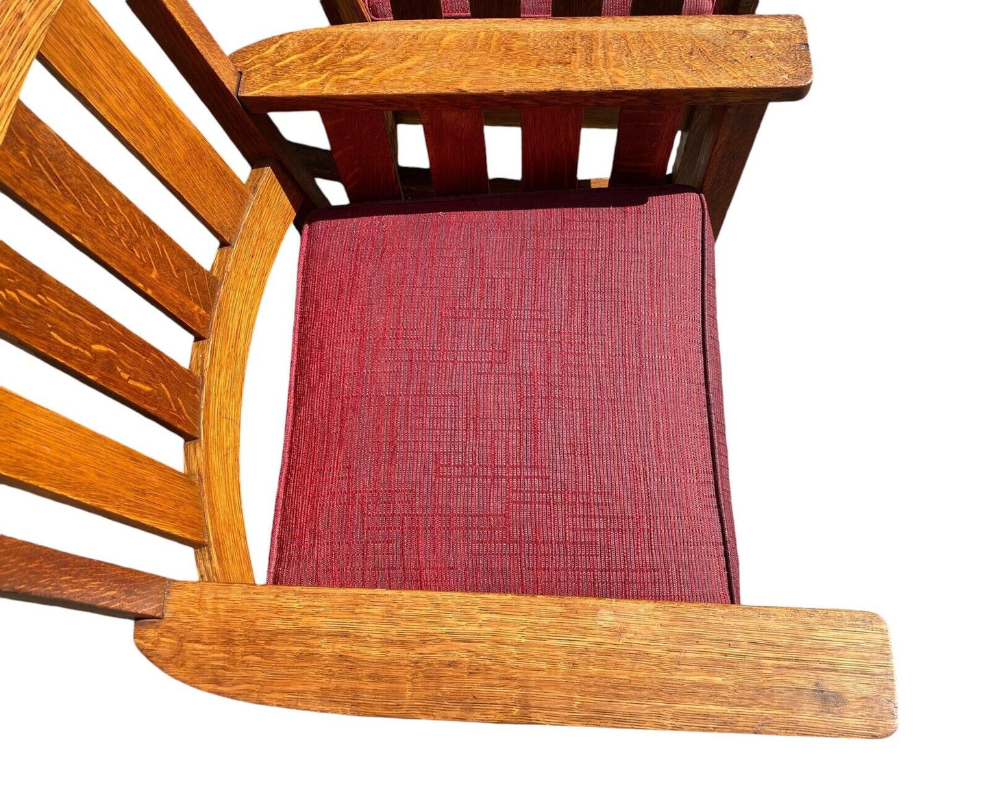 Pair of Antique Arts & Crafts Mission Oak Arm Chairs With Matching Footstool - Bay Colony Antiques Antiques:Furniture:Chairs