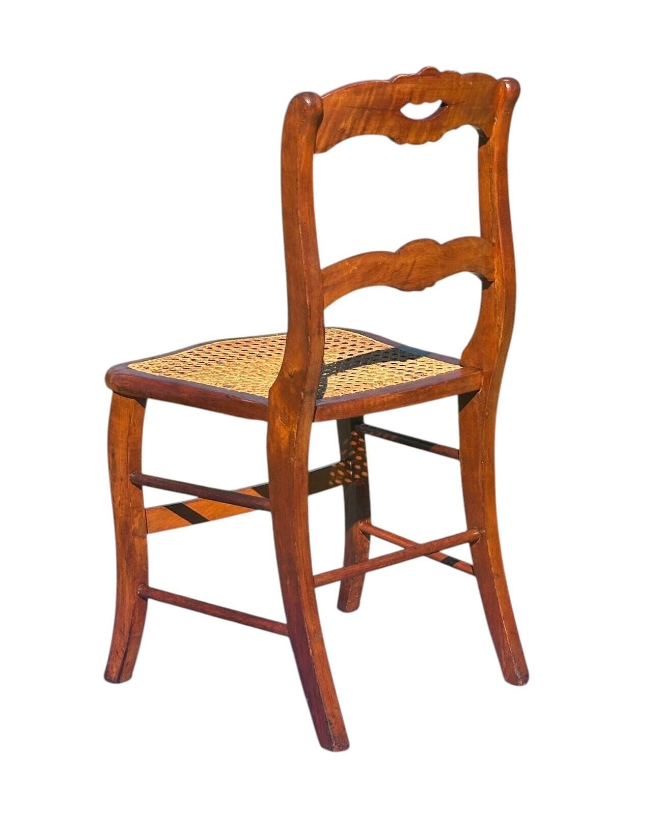 Pair of Antique Federal Period Tiger Maple Side Chairs With Rose Carved Crests - Bay Colony Antiques Antiques:Furniture:Chairs