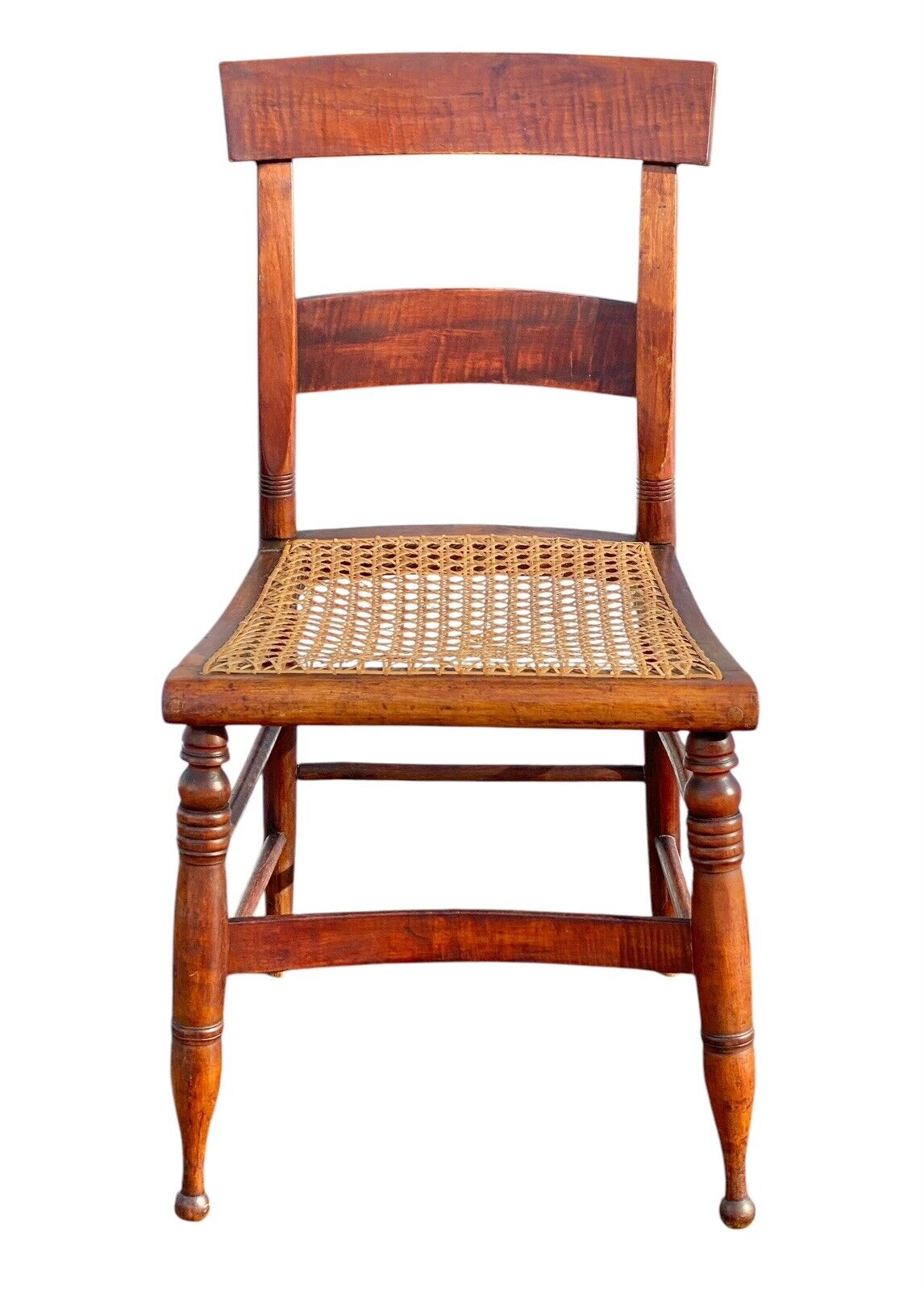 Pair of Antique Tiger Maple Chairs with Cane Seats - Bay Colony Antiques Antiques:Furniture:Chairs