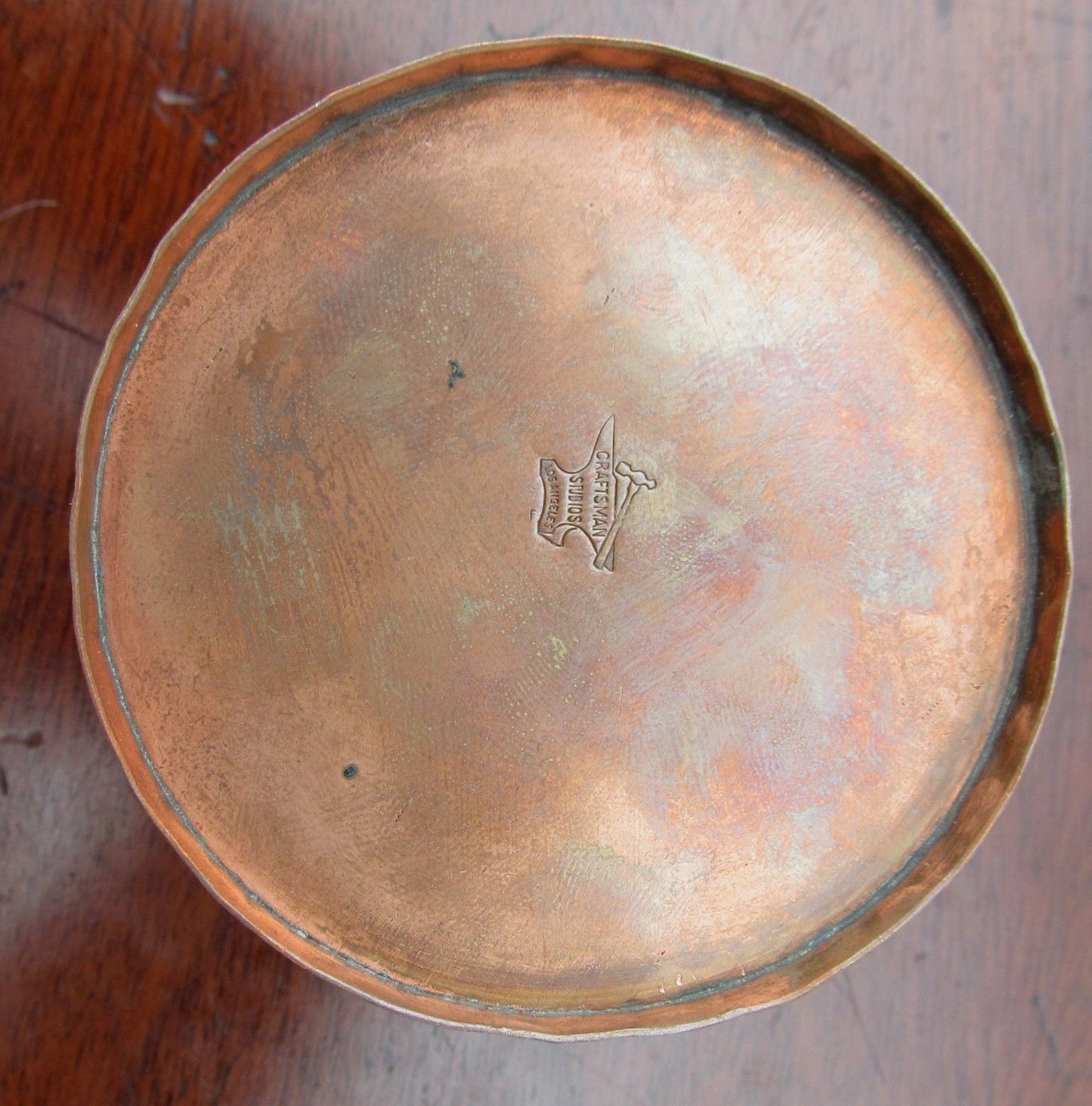 CRAFTSMAN STUDIOS COPPER ARTS & CRAFTS INKWELL-RARE SPECIMEN-HAND HAMMERED-BEST
