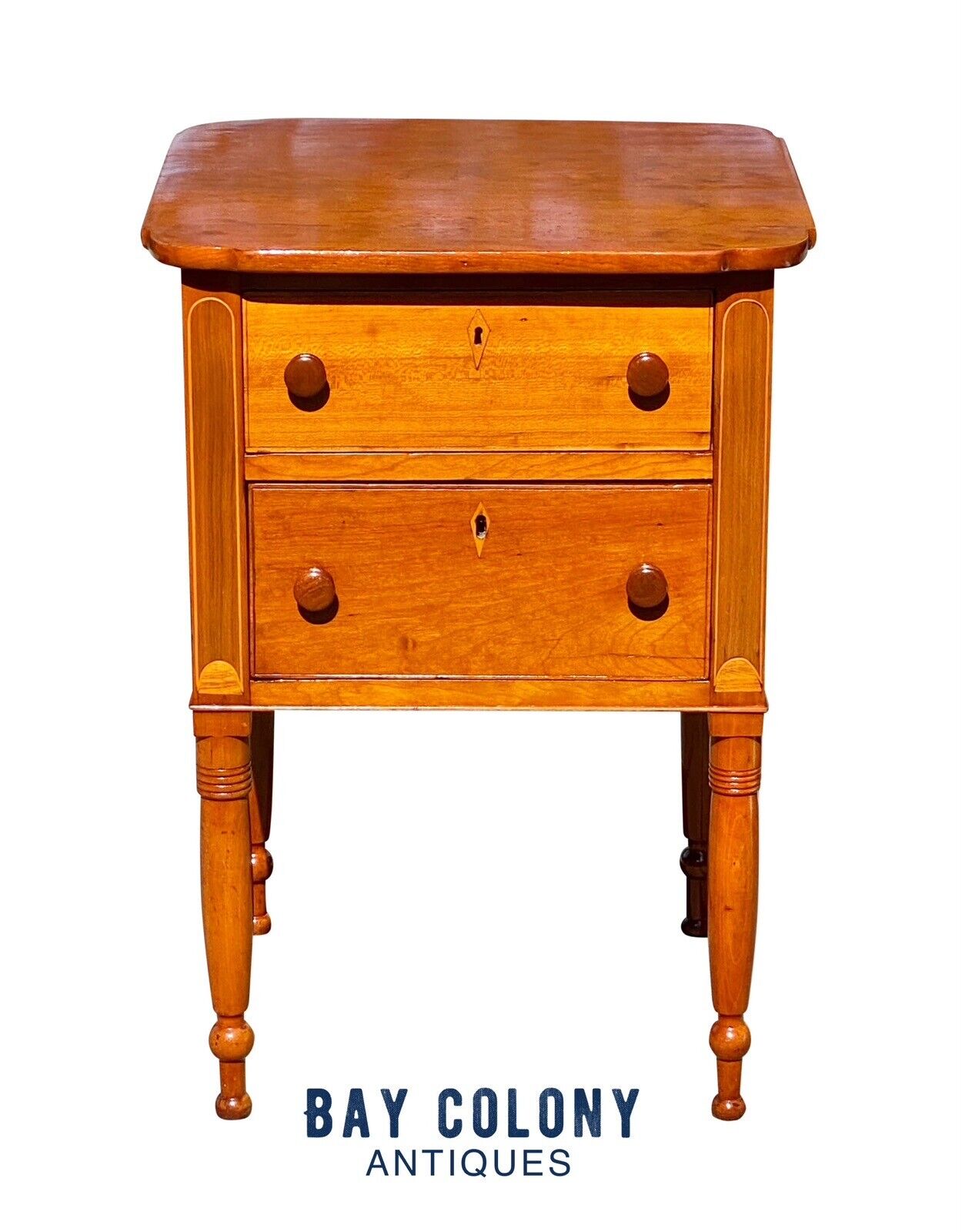Early 19th Century Antique Federal Kentucky Cherry Inlaid Work Table - Very Rare
