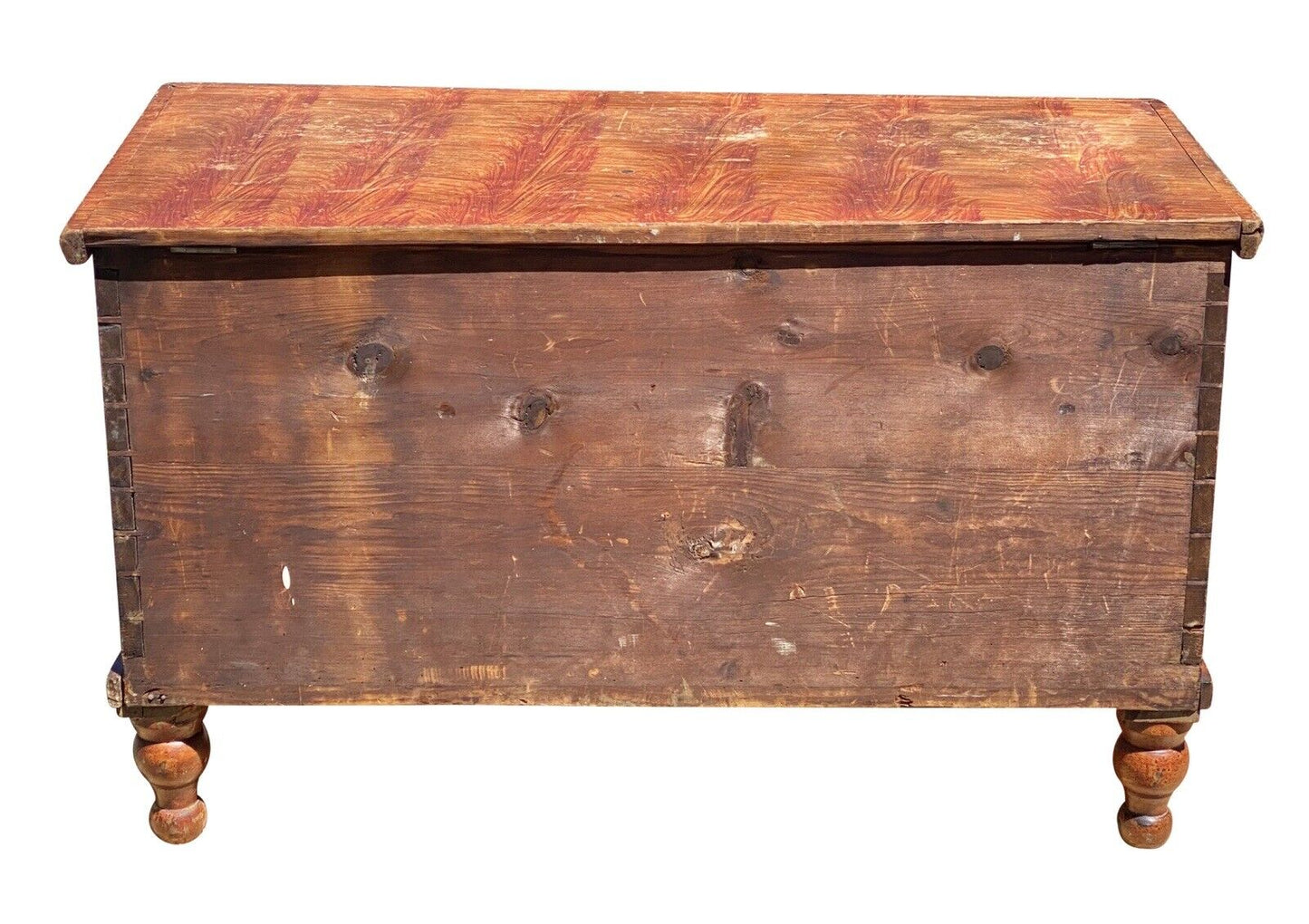 19th C Antique Pennsylvania Federal Period Grain Painted Blanket Chest