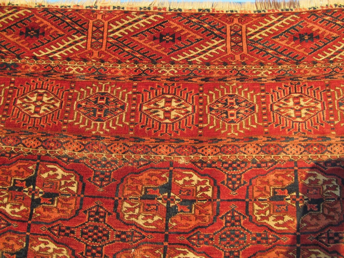 ANTIQUE REVOLUTIONARY PERIOD TEKKE TURKOMEN TRIBAL ESTATE CARPET MASTERPIECE