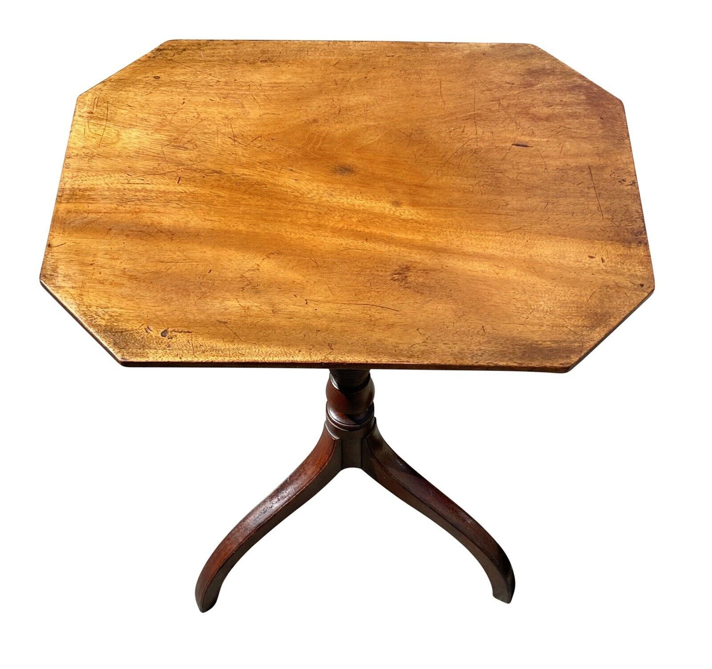 18th C Antique Federal Period Virginia Walnut Tilt Top Candle Stand