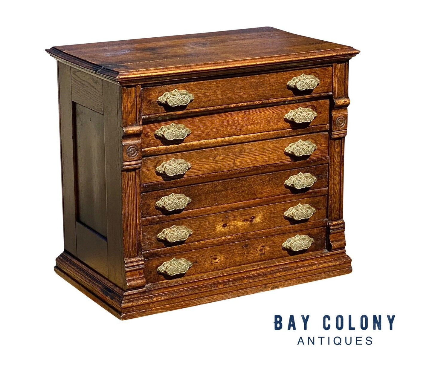 Antique Victorian Oak 6 Drawer File Cabinet / Spool Cabinet