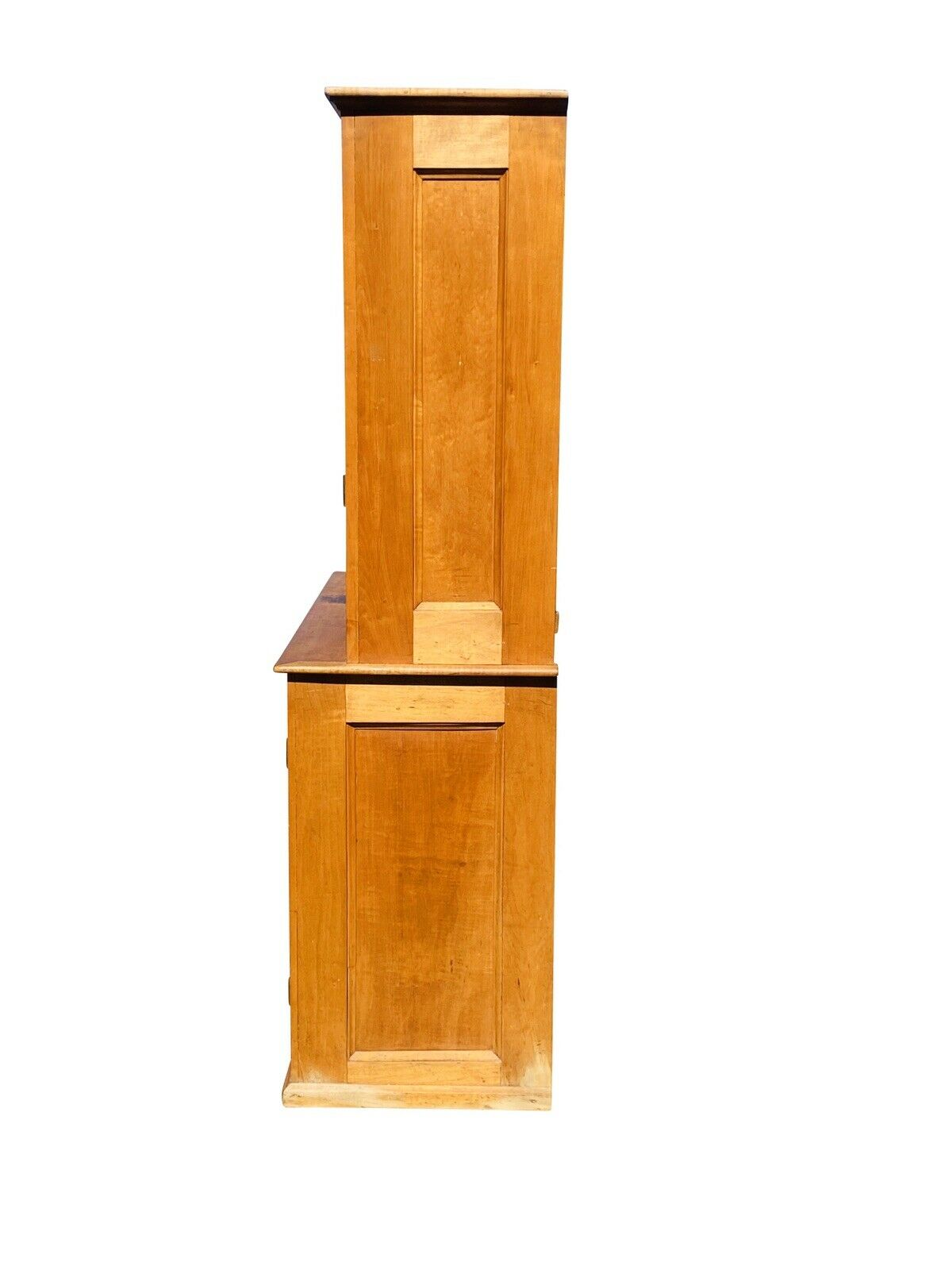 19TH C COUNTRY PRIMITIVE ANTIQUE SHAKER MAPLE CABINET / STEP BACK CUPBOARD HUTCH