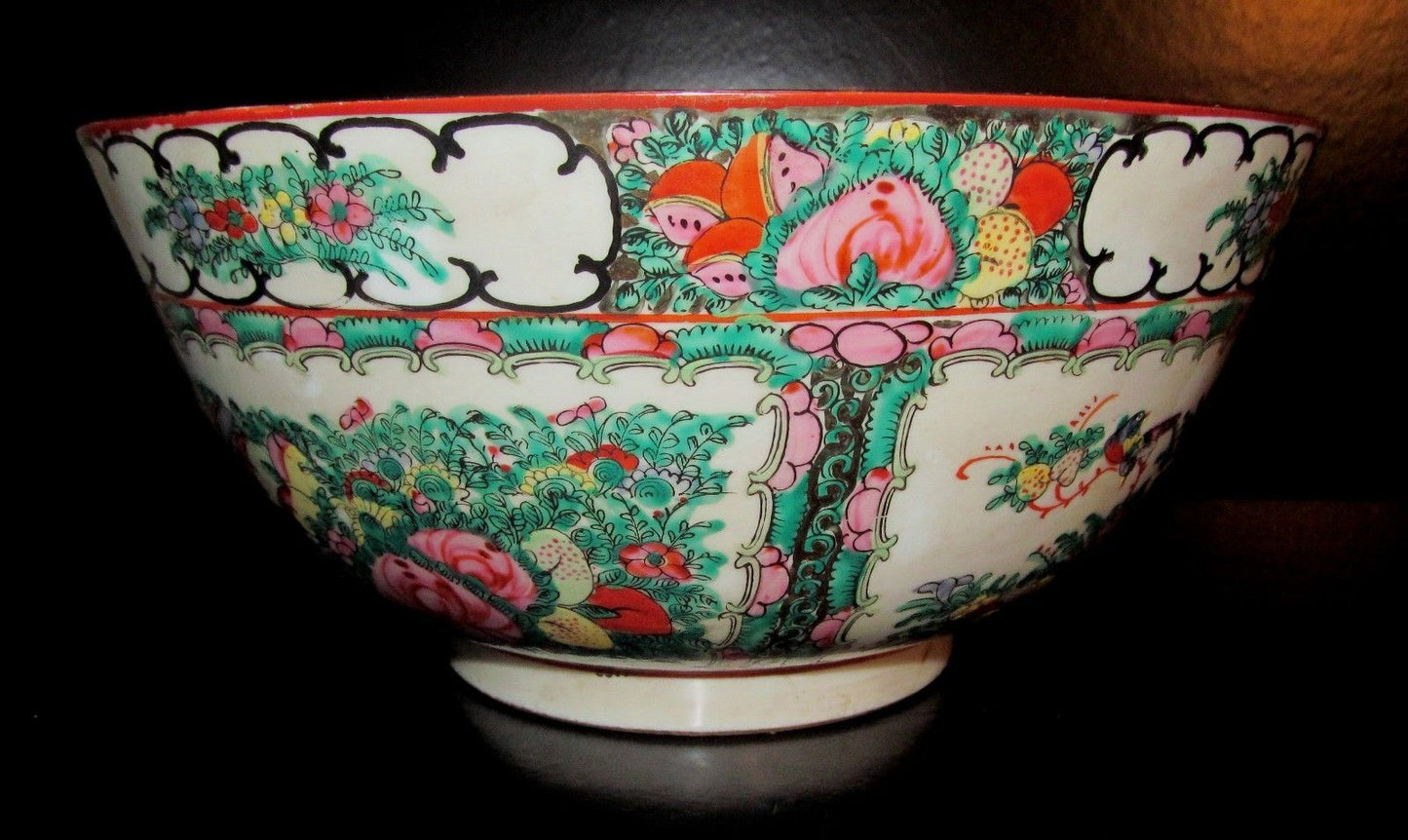 ELEGANT 19TH CENTURY ROSE MEDALLION 12" BOWL
