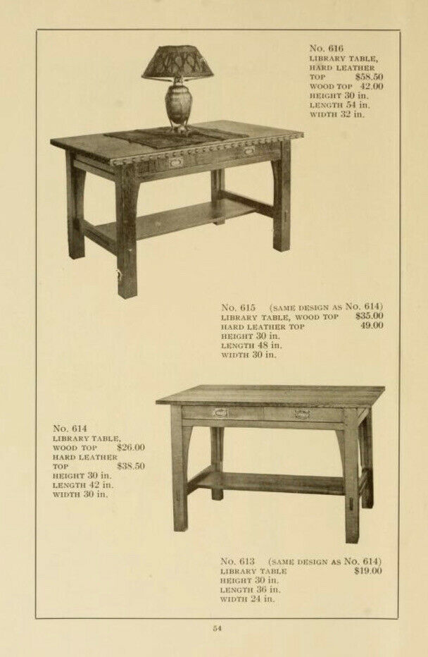 20th C Antique Arts & Crafts Tiger Oak Gustav Stickley Desk / Library Table #616