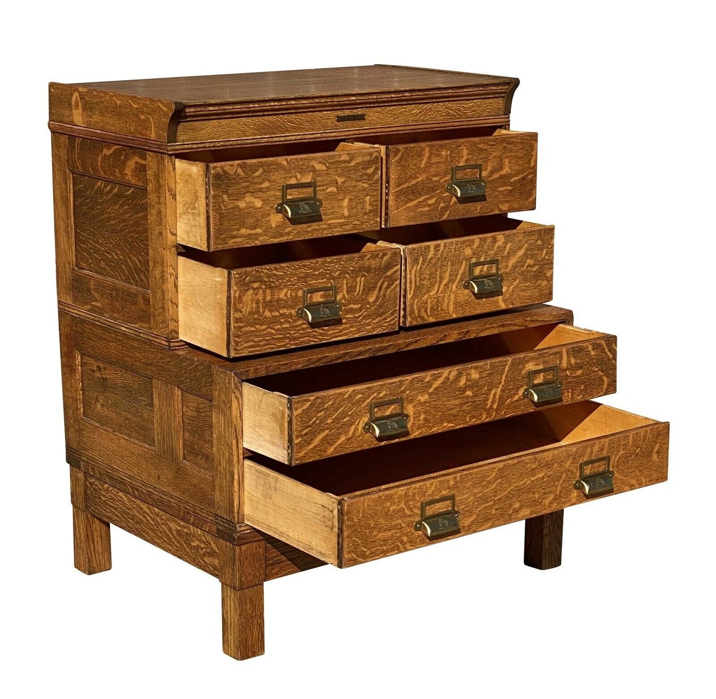 20TH C ANTIQUE ARTS & CRAFTS TIGER OAK FILE CABINET ~ OFFICE SPECIALTY MFG CO