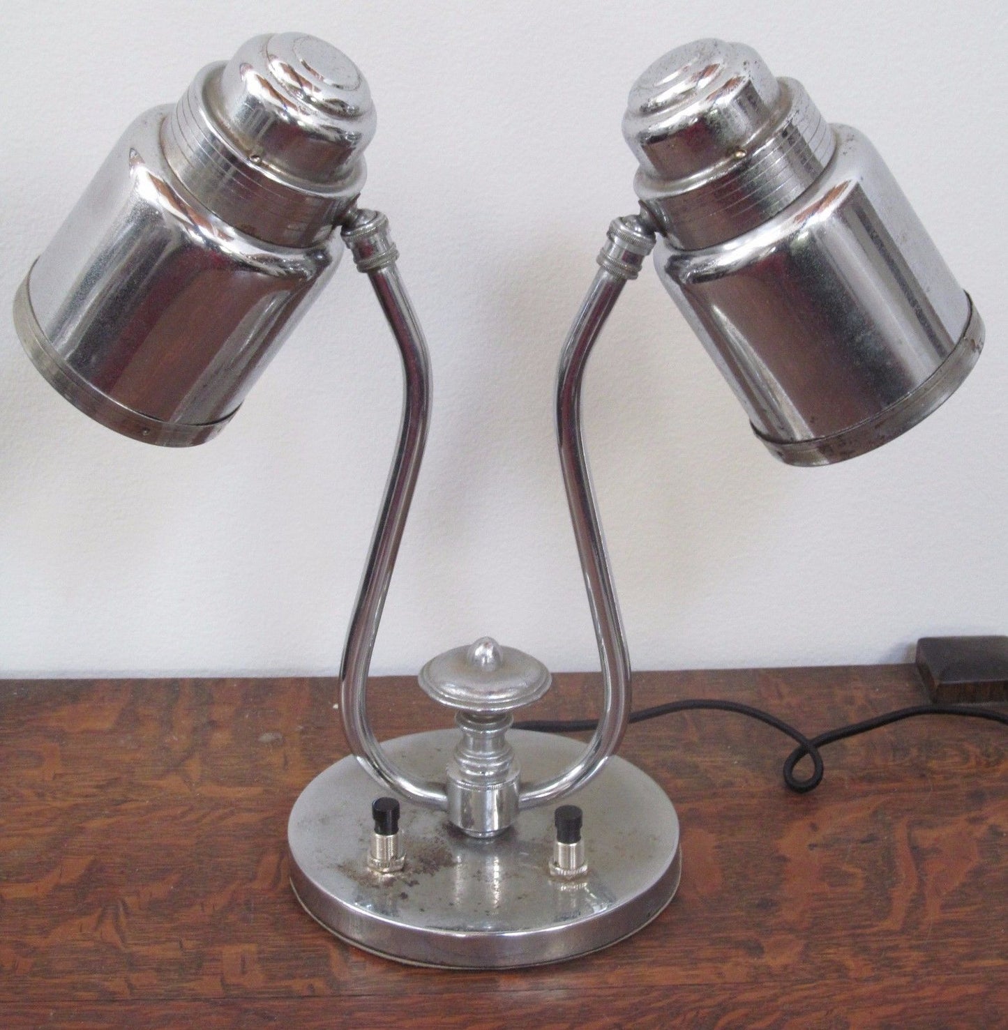 1950'S MODERN CHROME DOUBLE HEAD PHYSICIAN'S LAMP