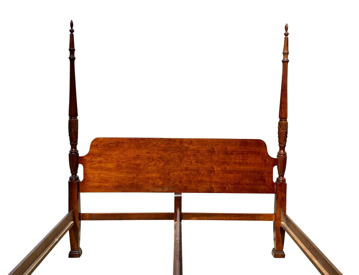 20TH C CHIPPENDALE ANTIQUE STYLE KING SIZE CHERRY RICE CARVED PLANTATION BED