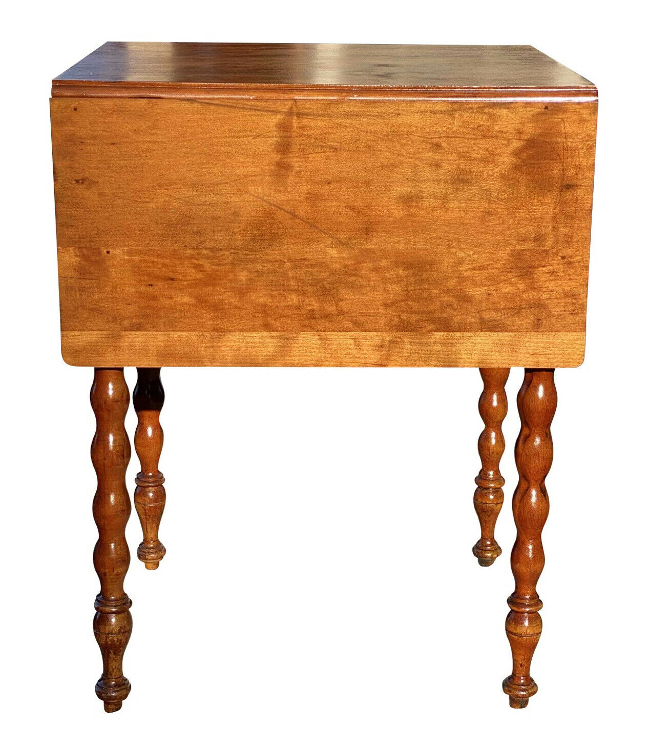 19th C Antique Sheraton Cherry Drop Leaf Work Table / Night Stand
