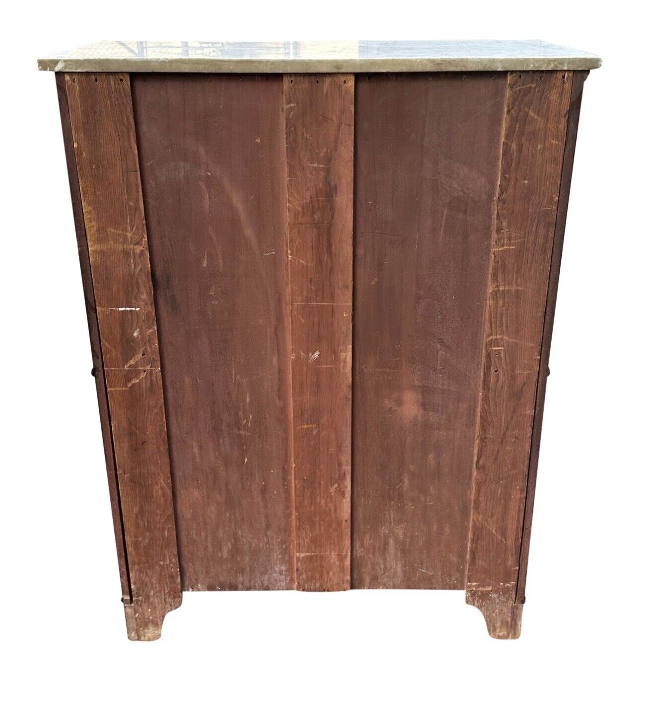 Antique Biedermeier Mahogany & Satinwood Secretary Abattant Desk With Marble Top