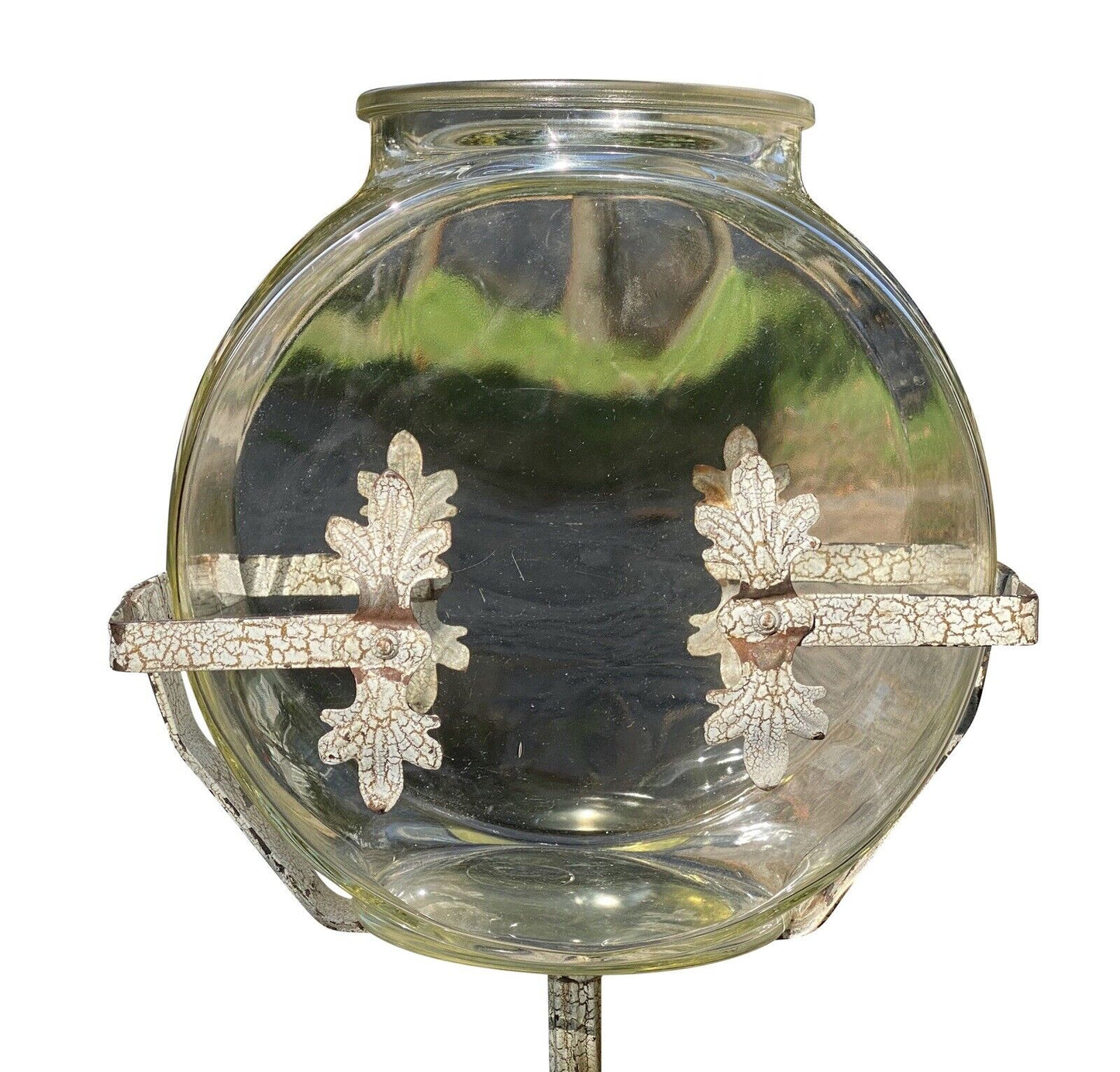 20th C Antique Art Deco Metal Fish Bowl Stand