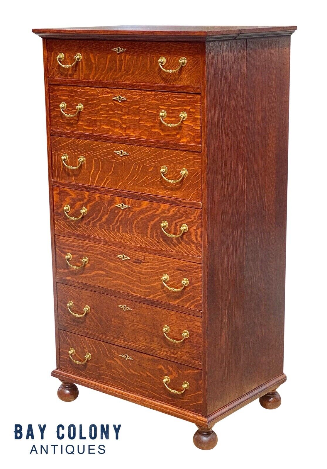 Antique Victorian Tiger Oak Lingerie Chest / Dresser