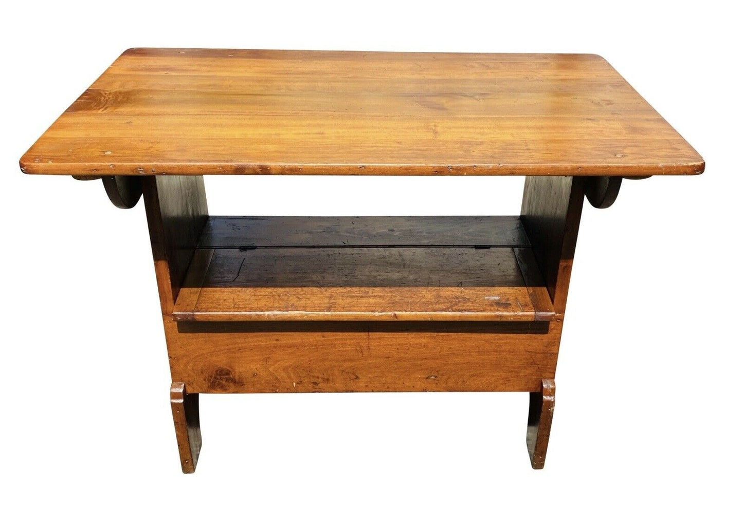 18TH C ANTIQUE COUNTRY PRIMITIVE QUEEN ANNE PINE TILT TOP TAVERN / DINING TABLE