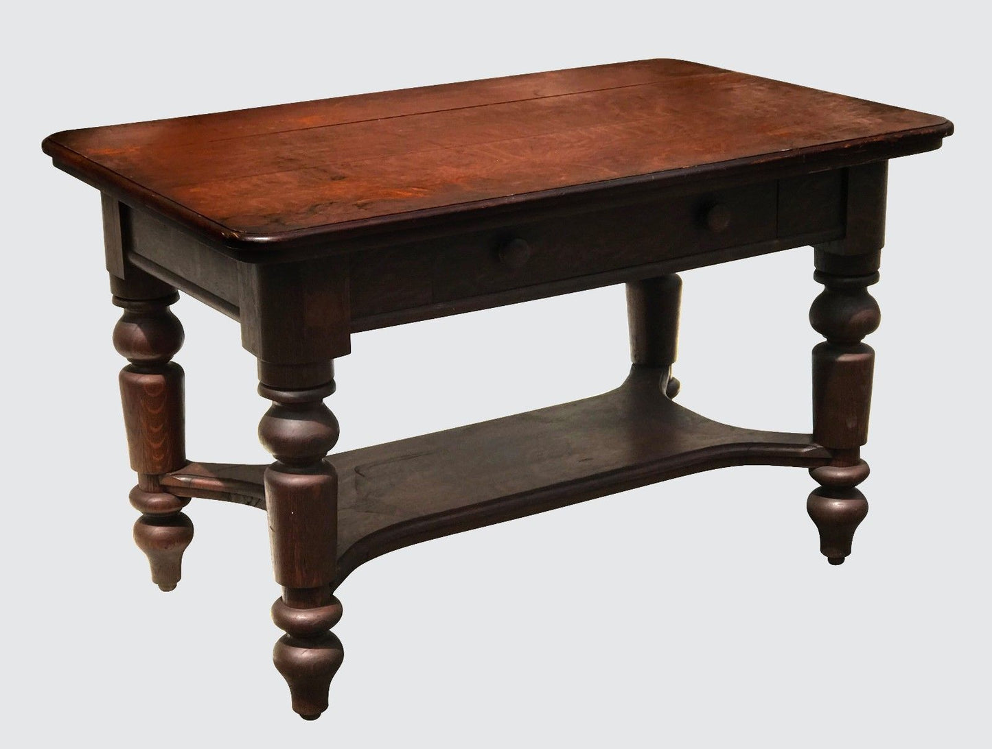 VICTORIAN SOLID OAK 1 DRAWER LIBRARY TABLE / DESK IN ORIGINAL FINISH