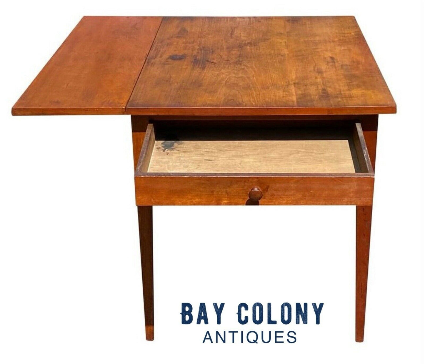 19TH C ANTIQUE FEDERAL PERIOD CHERRY HEPPLEWHITE DROP LEAF BAKERS TABLE