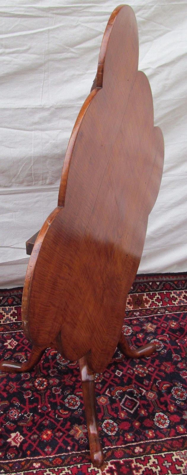 FINE 18TH CENTURY RARE FEDERAL PERIOD CLOVER SHAPED TIGER MAPLE TIP TOP TABLE