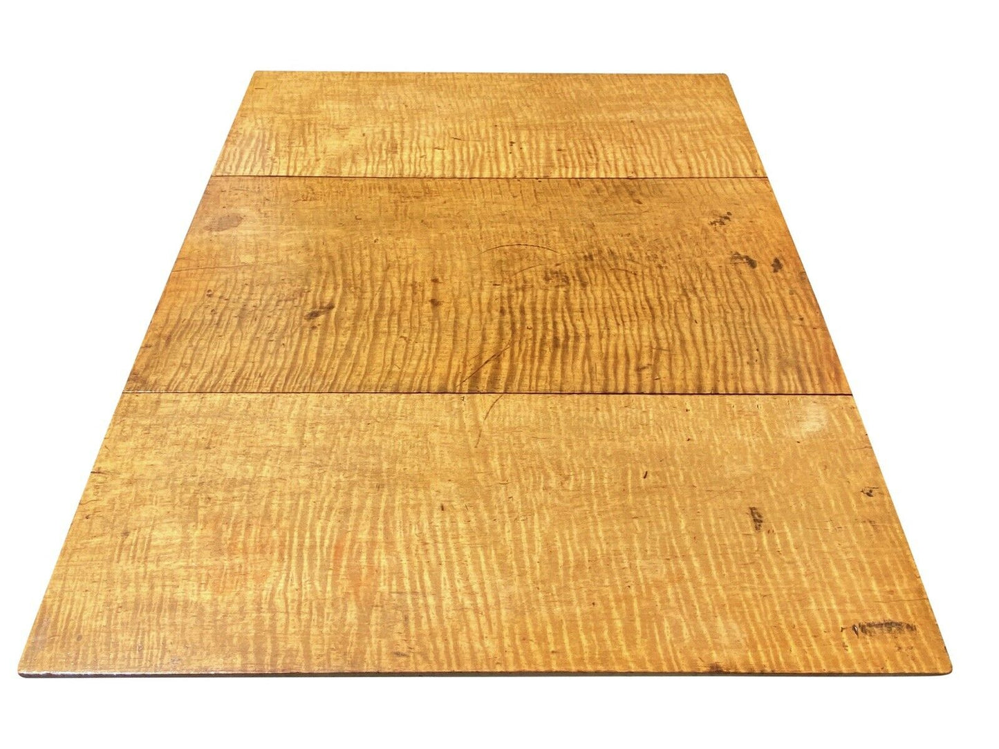 19TH C ANTIQUE COUNTRY PRIMITIVE TIGER MAPLE DROP LEAF DINING TABLE