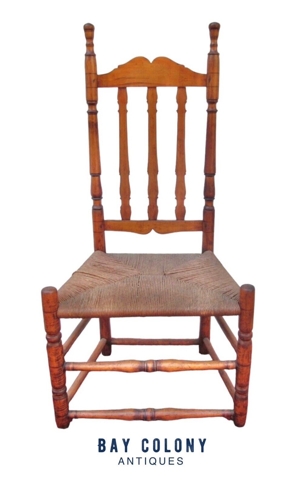 Early 18th Century William & Mary Period Triple Bannister Back Maple Side Chair