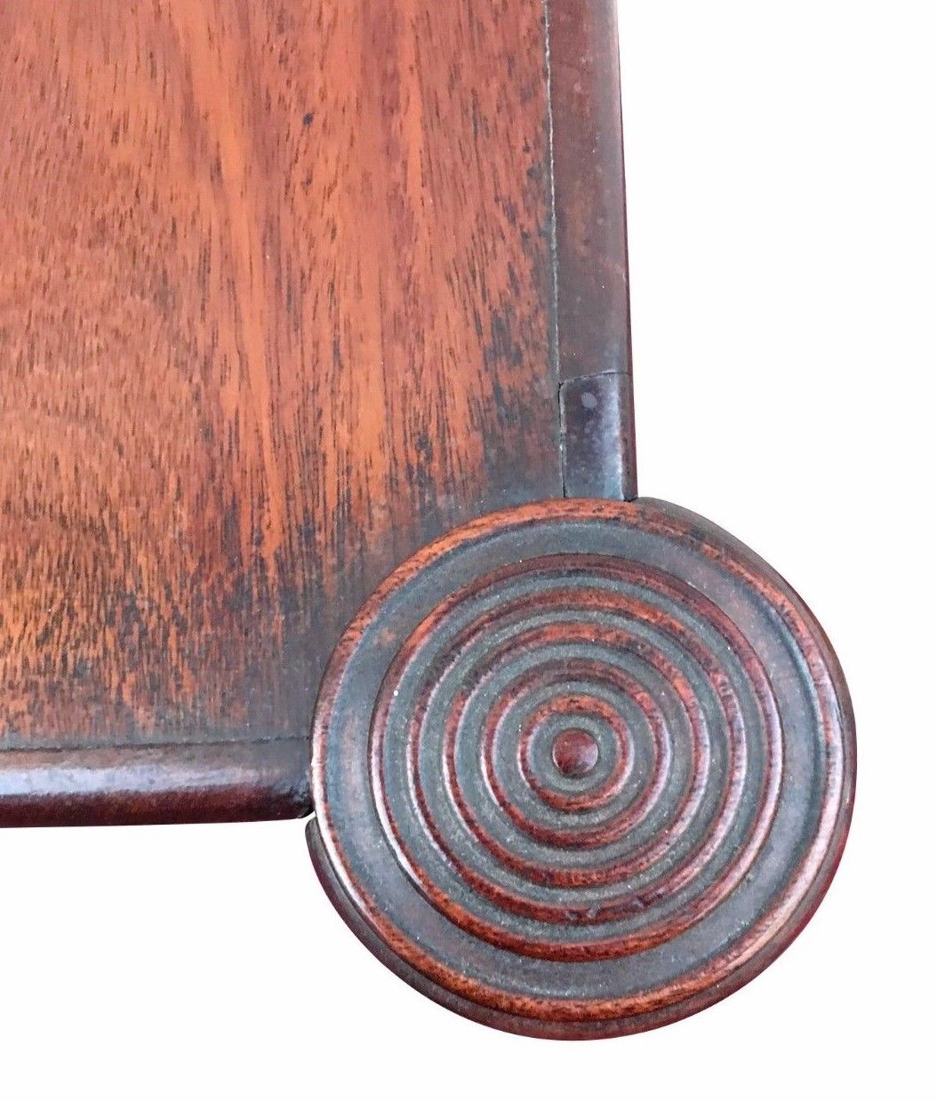 FINE SALEM MASSACHUSETTS SHERATON WORK TABLE WITH TURRET CORNERS & ROPE CARVINGS