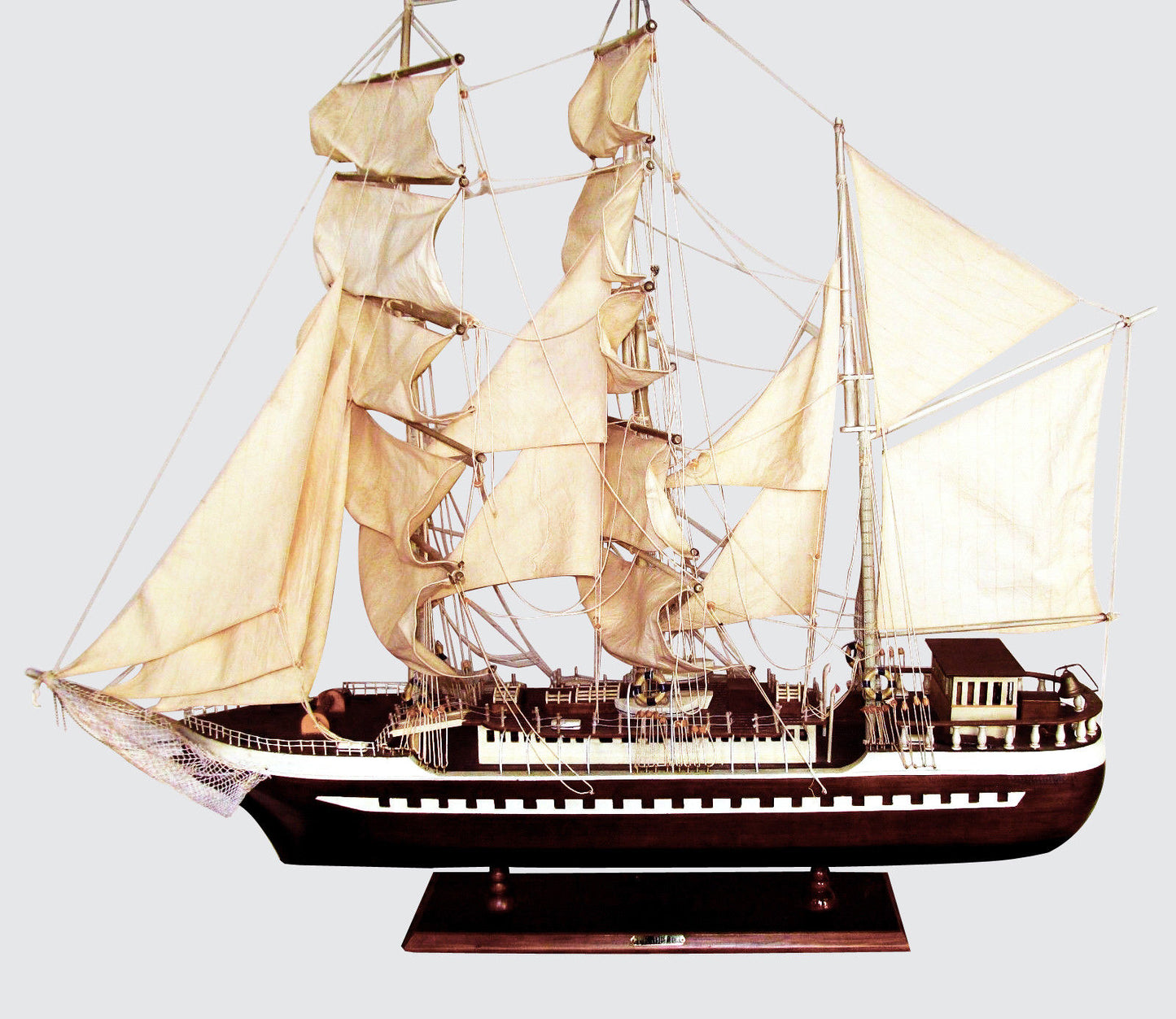 MASSIVE 57" LONG RIGGED TRIPLE MASTED SAILING SHIP MODEL