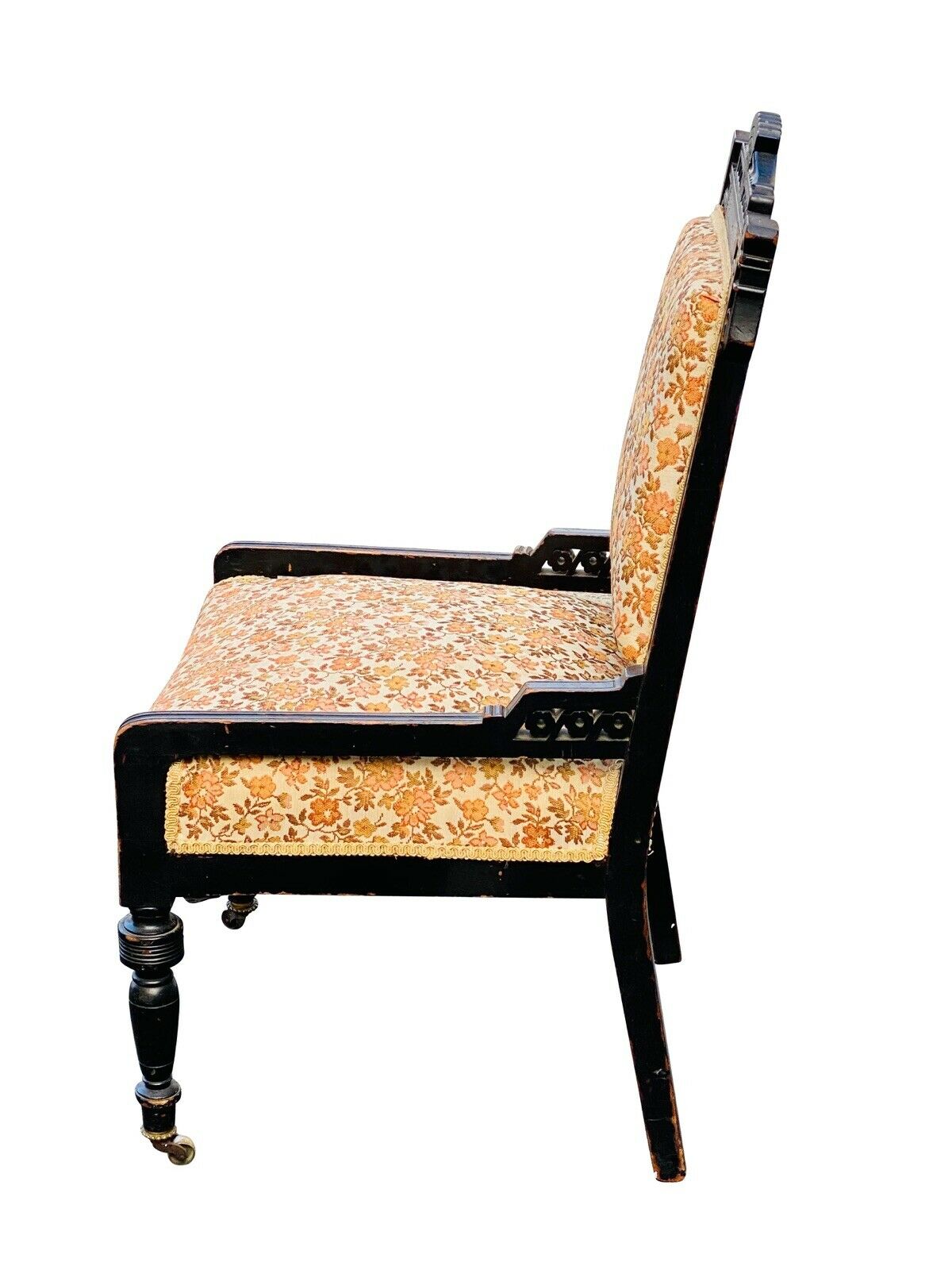 19TH C ANTIQUE EASTLAKE VICTORIAN EBONIZED PARLOR CHAIR