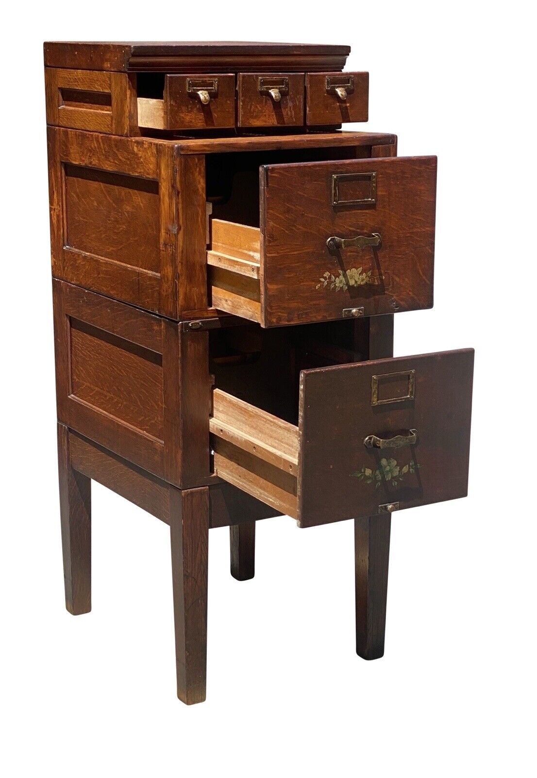Antique Arts & Crafts Tiger Oak Stacking File Cabinet - Library Bureau Makers