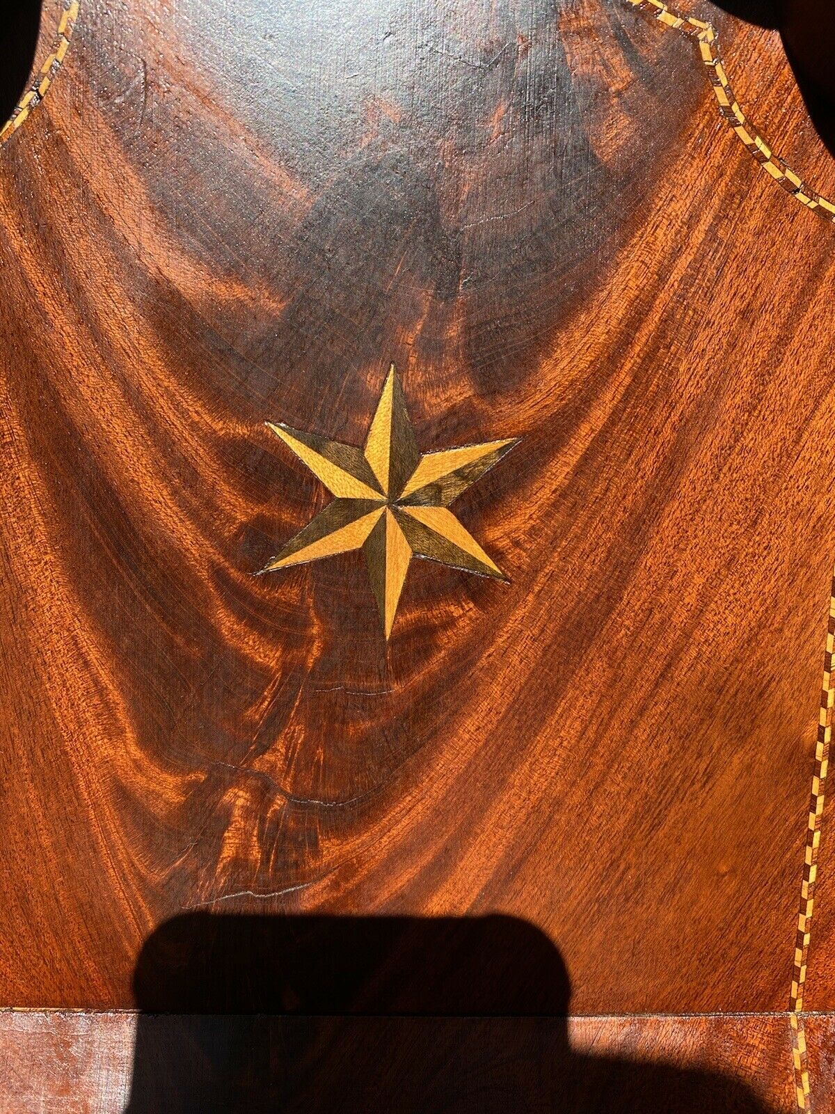 18th C Pair of Antique Federal Mahogany Knife Boxes - Conch Shell & Star Inlay