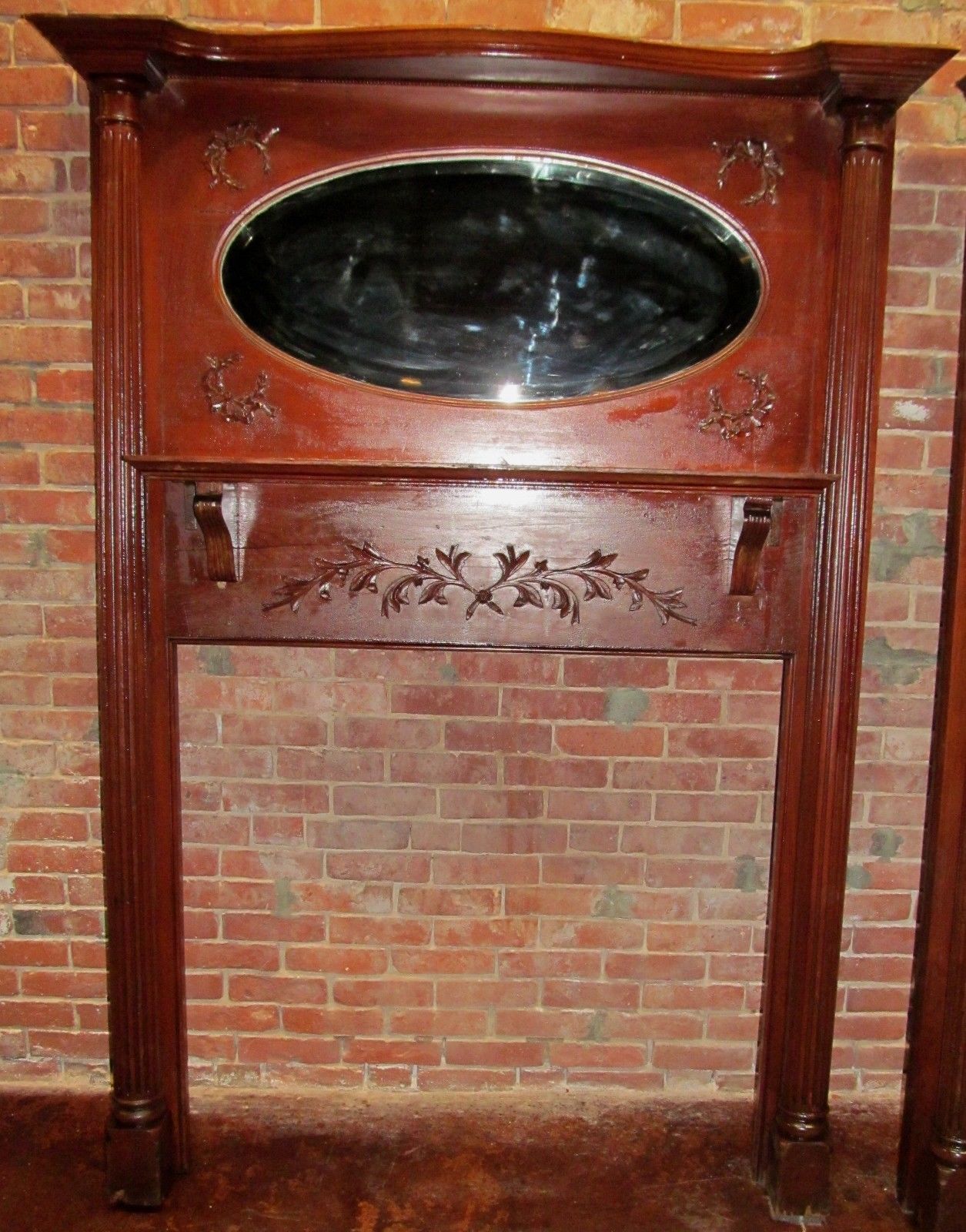 PAIR OF VICTORIAN CARVED MANTLES WITH MIRRORED GALLERIES-EXTRA RARE