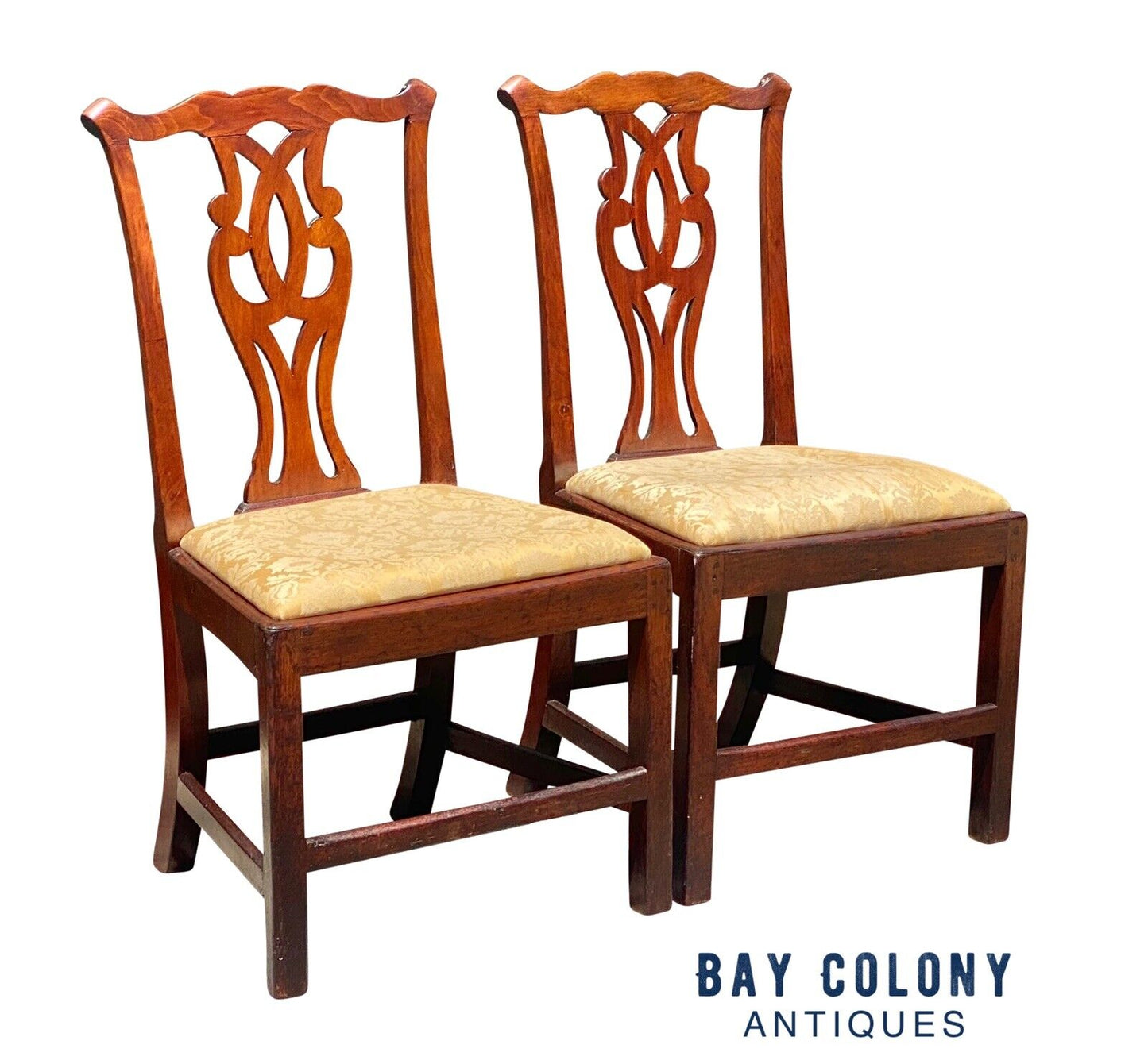 18th C Antique Pair of Chippendale Mahogany Side Chairs