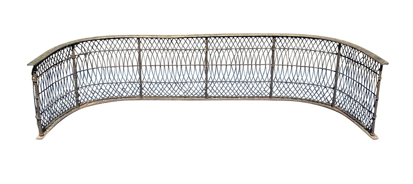 18th C Antique Federal Period Brass & Iron Fireplace Fender - 33 1/2" Wide