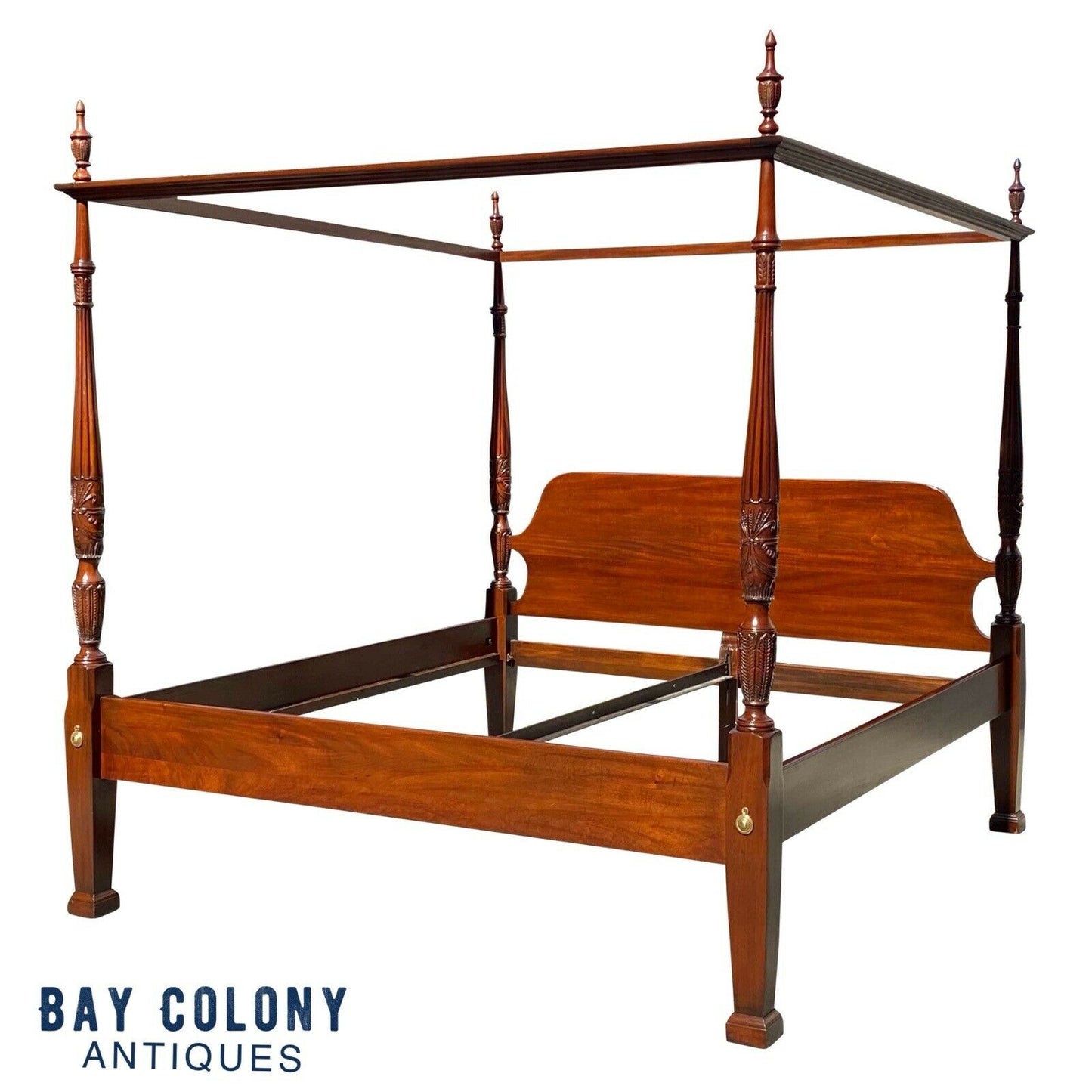 20th Century Chippendale Antique Style Mahogany King Size Tester / Canopy Bed
