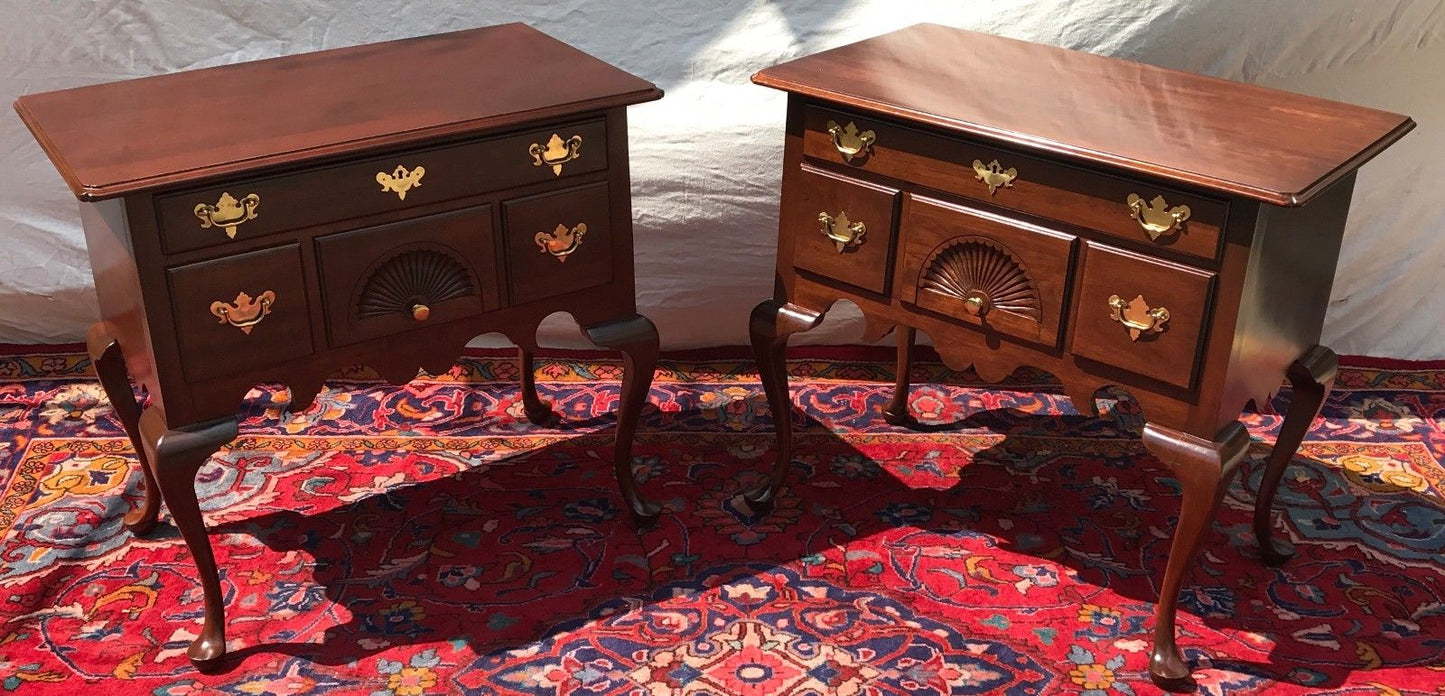 PAIR OF CHIPPENDALE STYLED CHERRY LOWBOYS BY HITCHCOCK FURNITURE