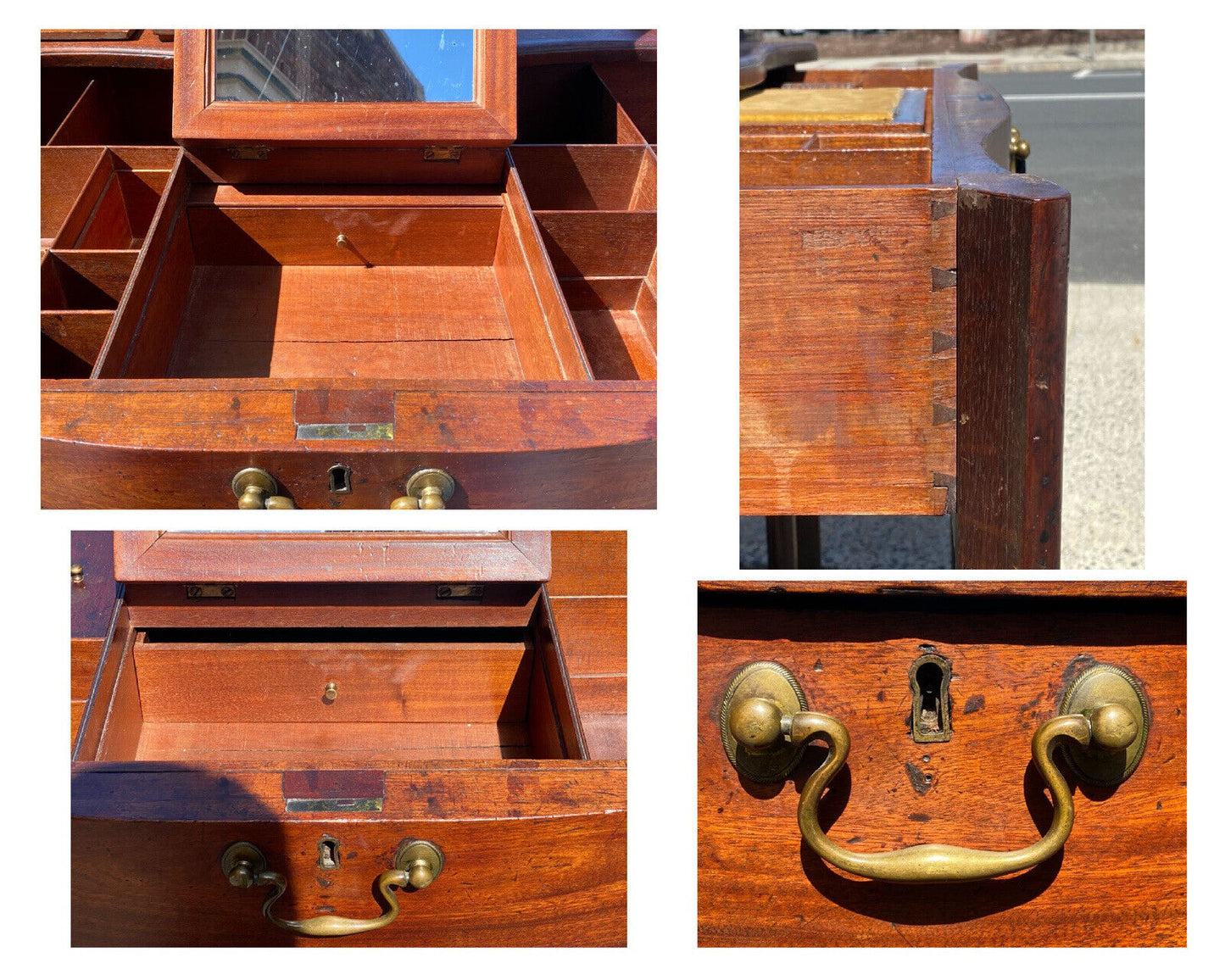 18th C Antique Irish Chippendale Mahogany Writing Desk / Dressing Table - Lowboy