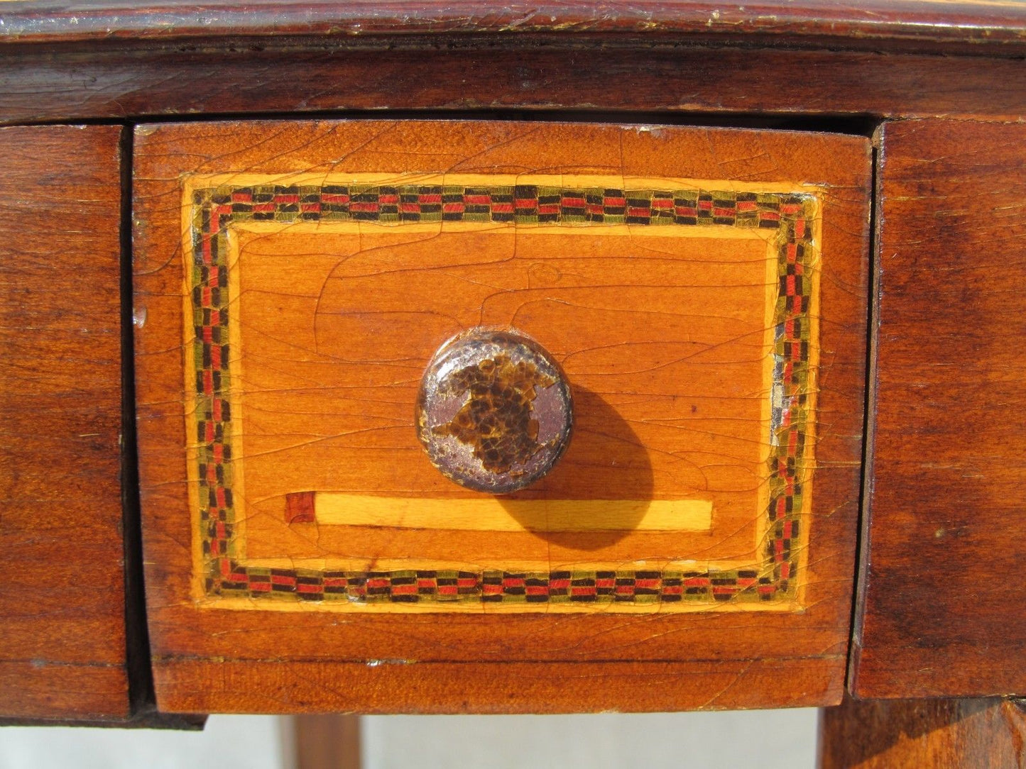 EXCEPTIONAL ANTIQUE FOLK ART INLAID SMOKING STAND WITH MATCHED INLAID HUMIDOR