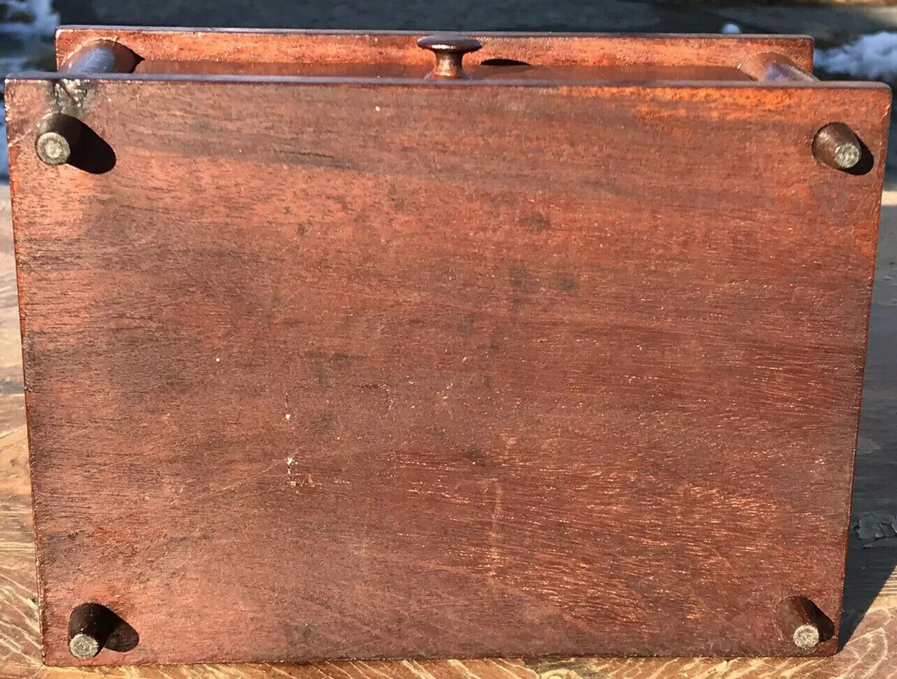 19TH C ANTIQUE SAILOR MADE MAHOGANY SEWING BOX ~~ NAUTICAL ~~ MARITIME