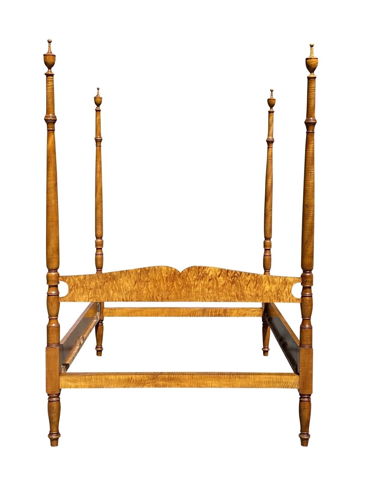 Vintage Federal Style Tiger Maple Full Size Four Poster Bed