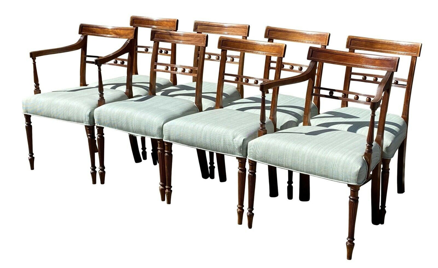 19TH C SET OF 8 ANTIQUE FEDERAL PERIOD MAHOGANY DINING CHAIRS