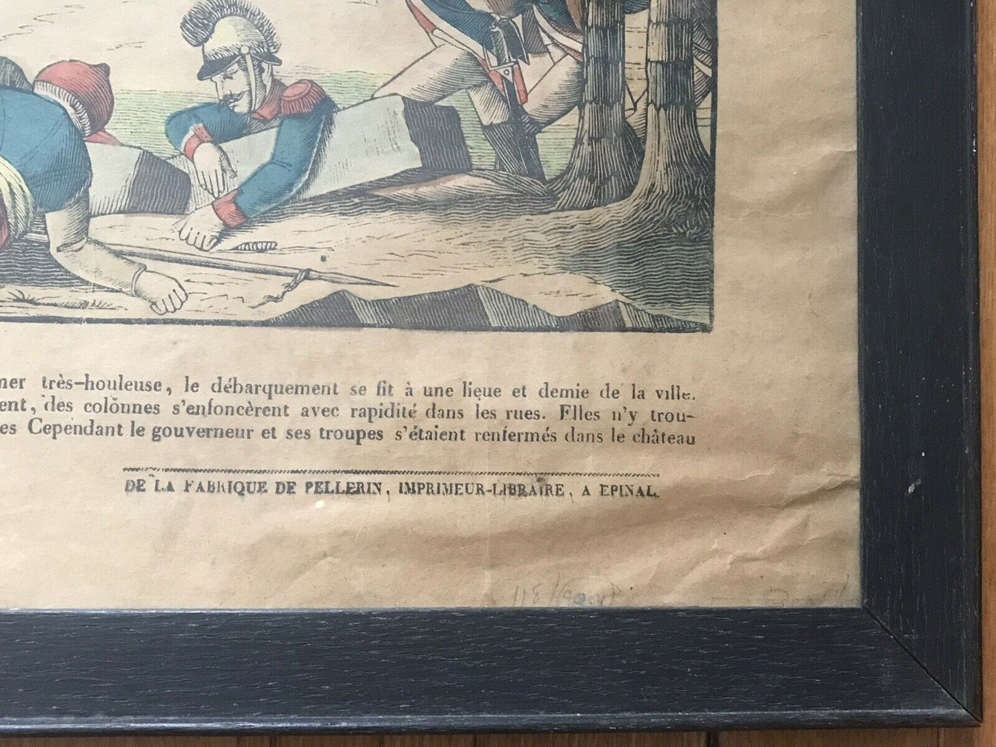 ANTIQUE 19TH C FRENCH COLORED LITHOGRAPH ~ PRISE D'ALEXANDRIE FALL OF ALEXANDRIA