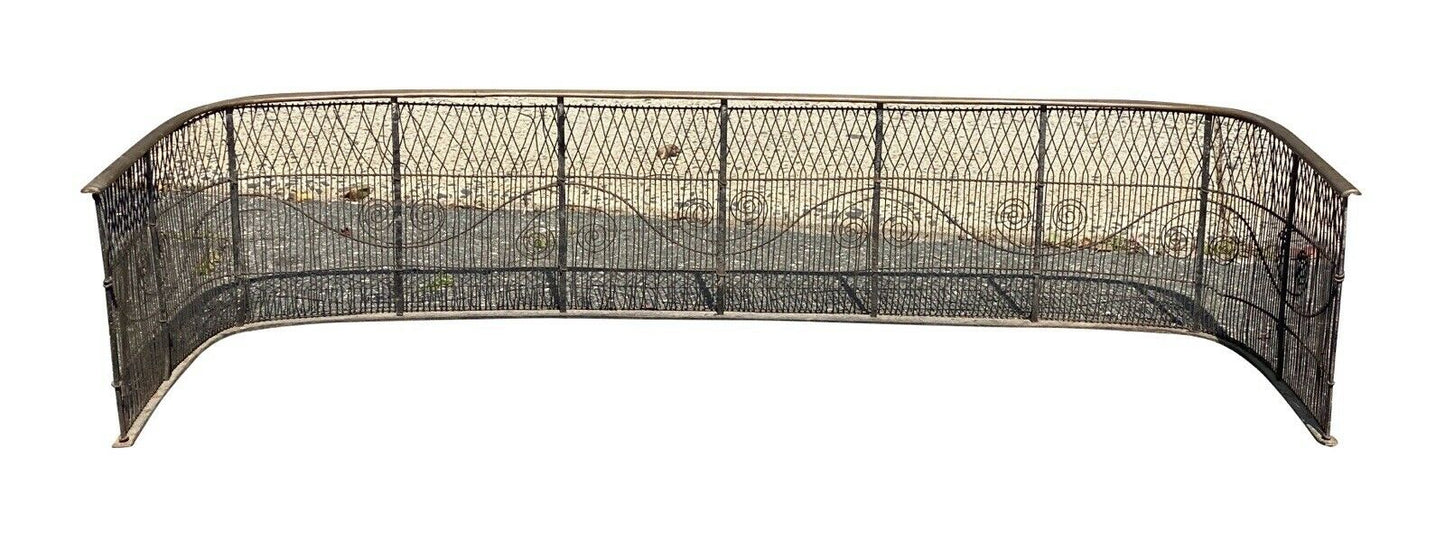 18TH C ANTIQUE FEDERAL PERIOD BRASS & IRON WIRE WORK FENDER ~ 46 3/4” WIDE