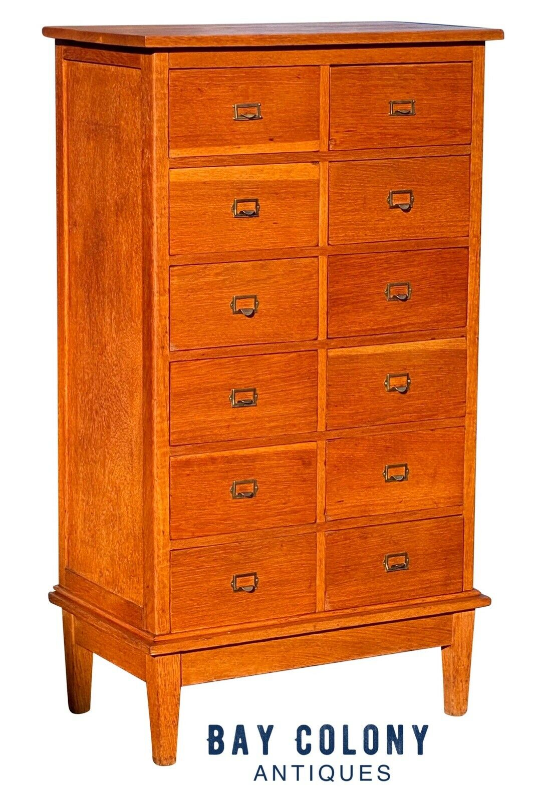 20TH C ANTIQUE ARTS & CRAFTS / MISSION OAK 12 DRAWER OFFICE FILE CABINET