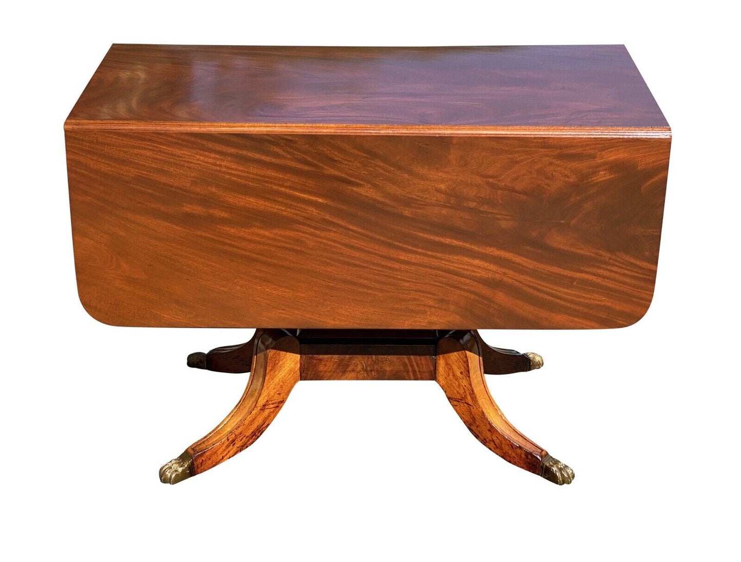 Early 19th Century Federal Mahogany Dropleaf Table With Brass Floral Ring Pulls