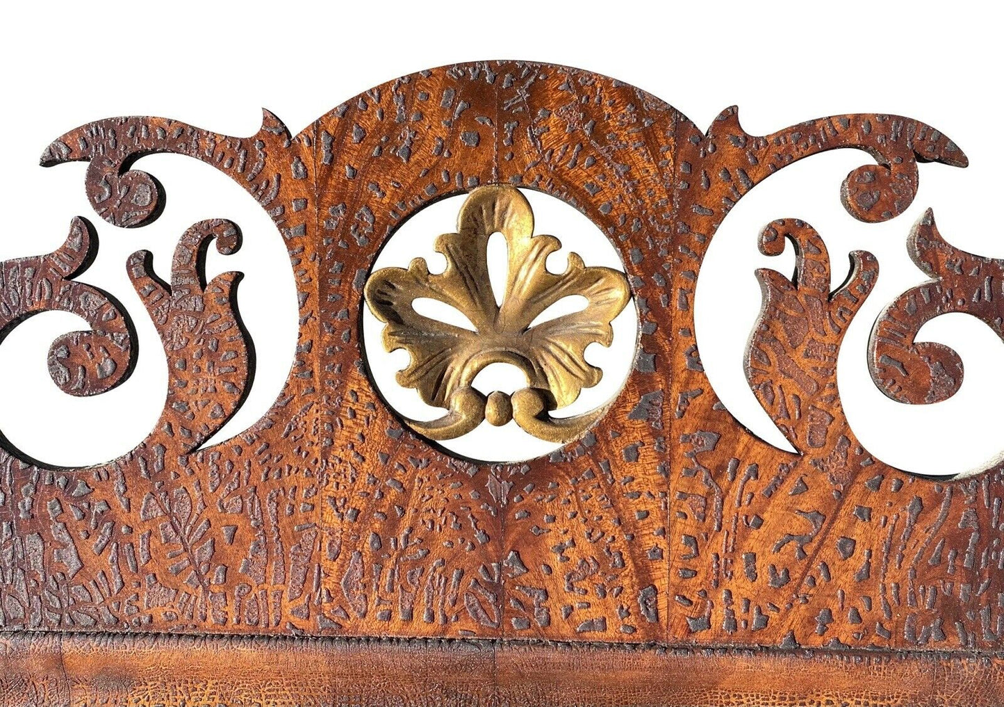 20th C Chippendale Antique Style Mahogany Mirror W/ Carved Crest