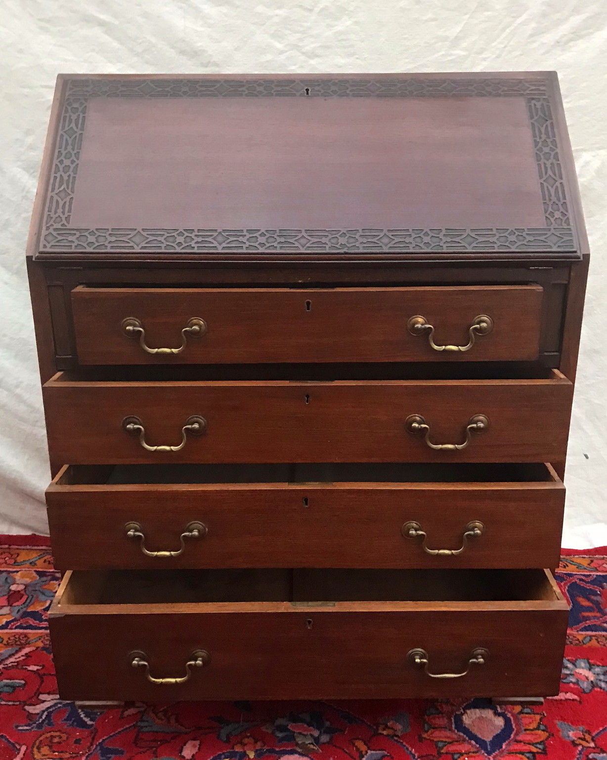 ANTIQUE CHINESE CHIPPENDALE STYLED MAHOGANY DESK IN DESIRABLE SIZE