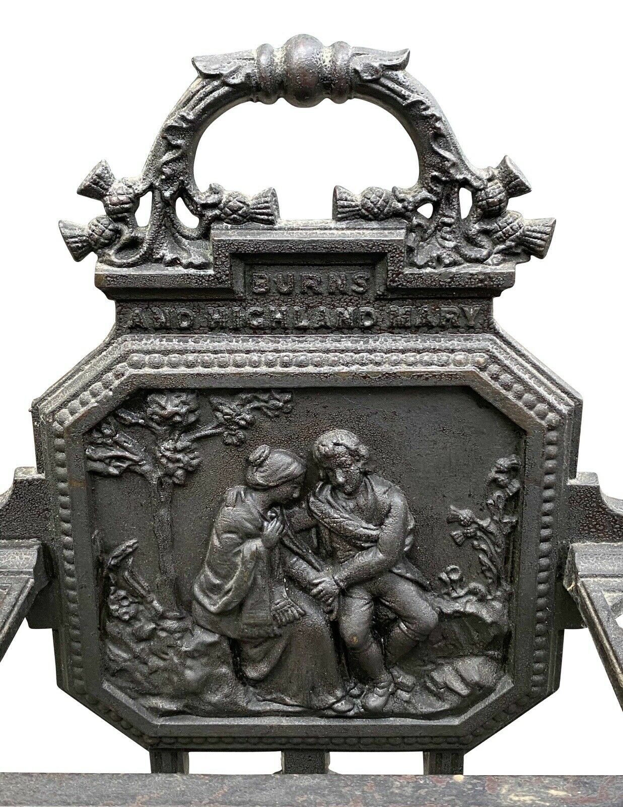 19th C Antique Victorian Cast Iron Umbrella Stand ~ Robert Burns & Highland Mary