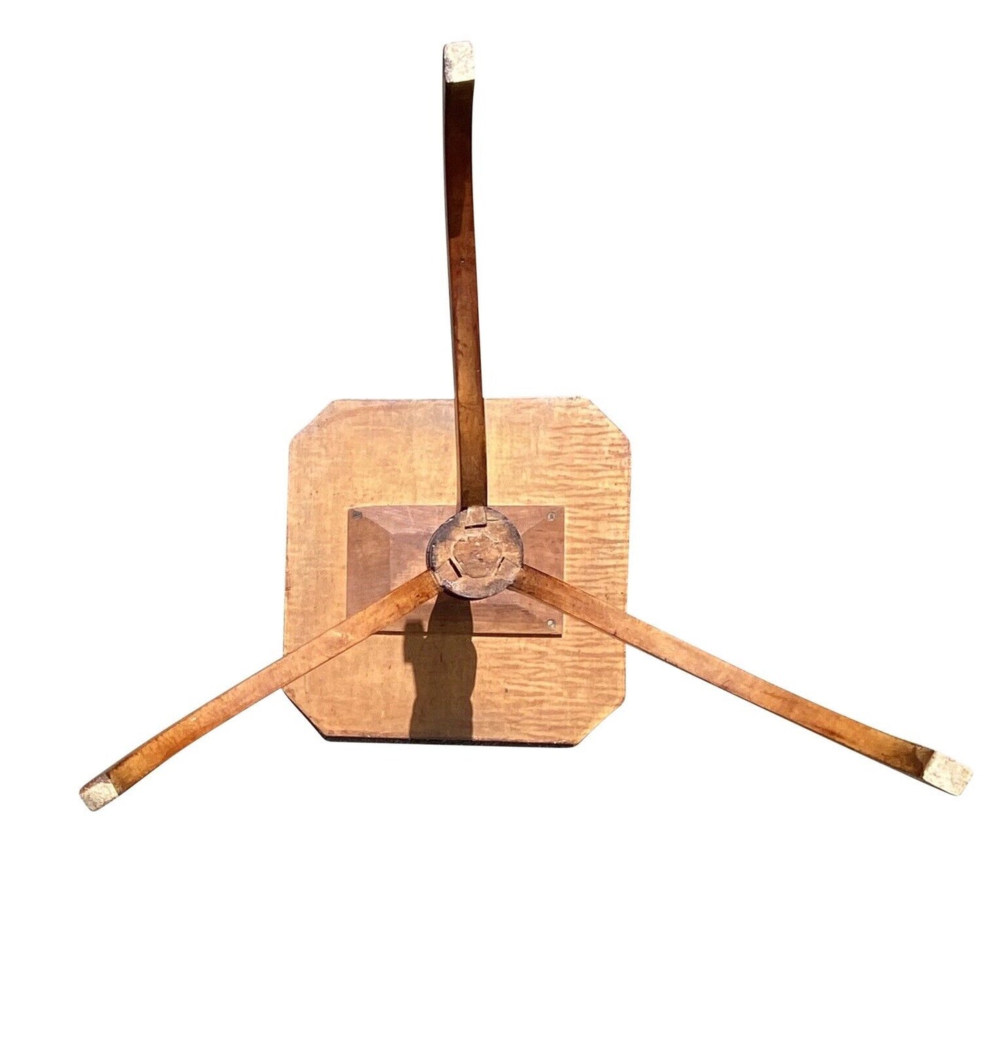 19th C Antique Federal Period Tiger Maple Candlestand / End Table - Curly Maple